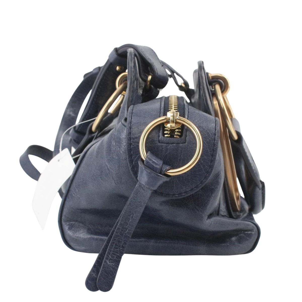 See by Chloé Paige – Bolso de piel azul marino con herrajes dorados y bandolera