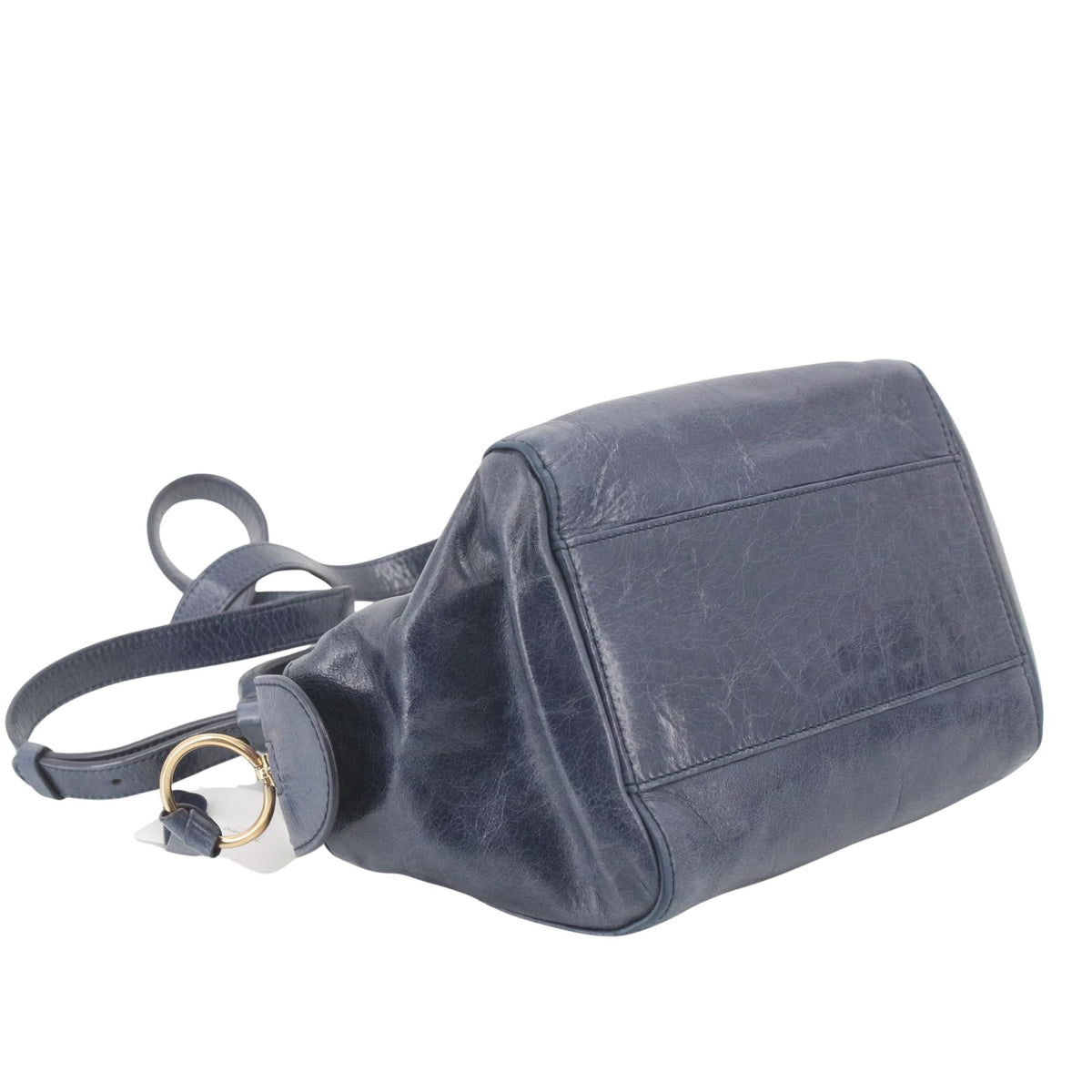 See by Chloé Paige – Bolso de piel azul marino con herrajes dorados y bandolera