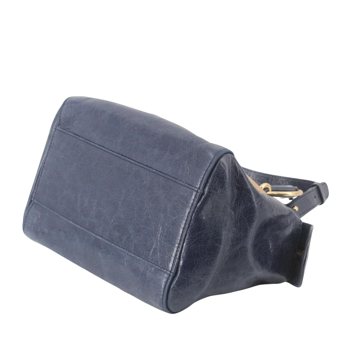 See by Chloé Paige – Bolso de piel azul marino con herrajes dorados y bandolera