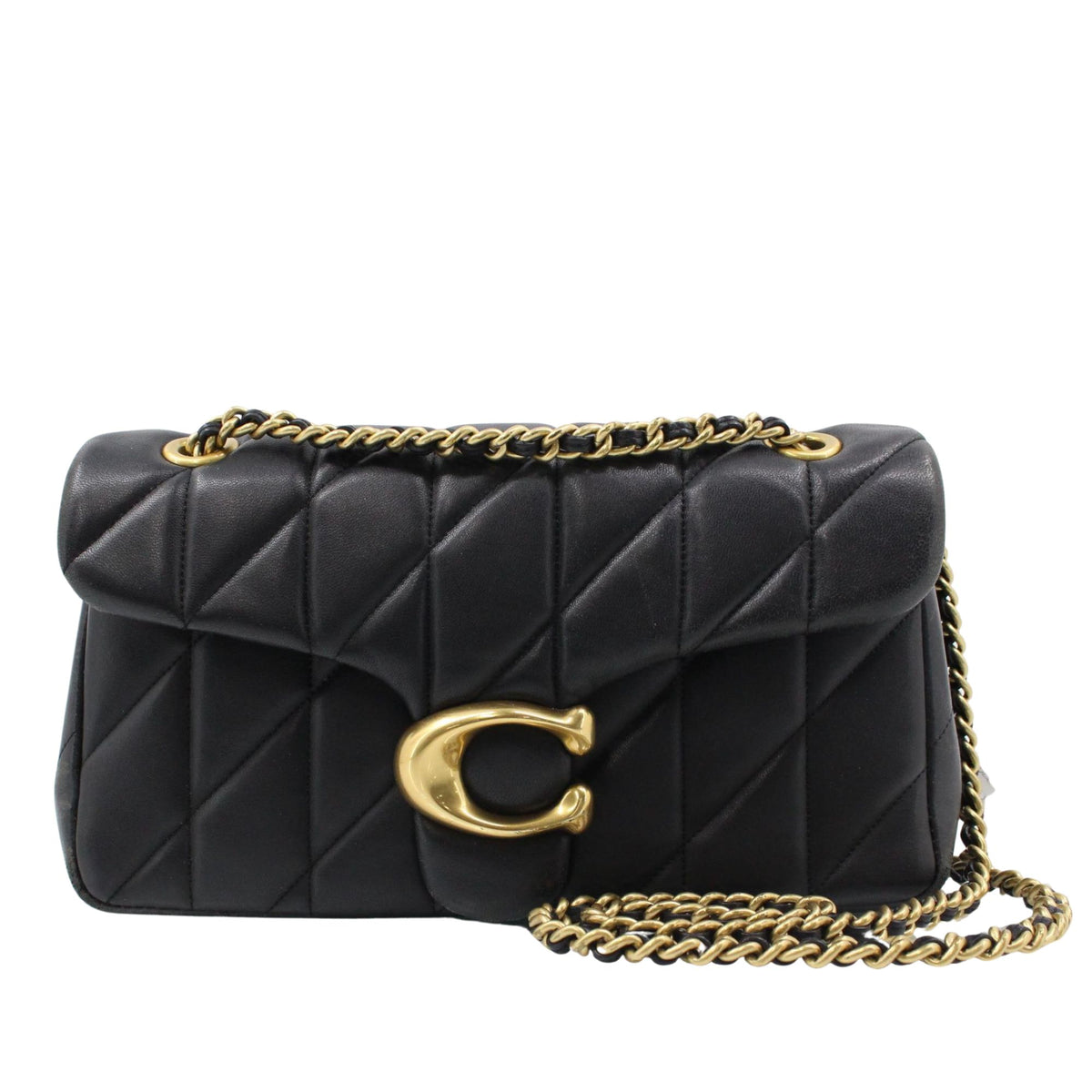 Coach Tabby acolchado negro de piel con cadena dorada