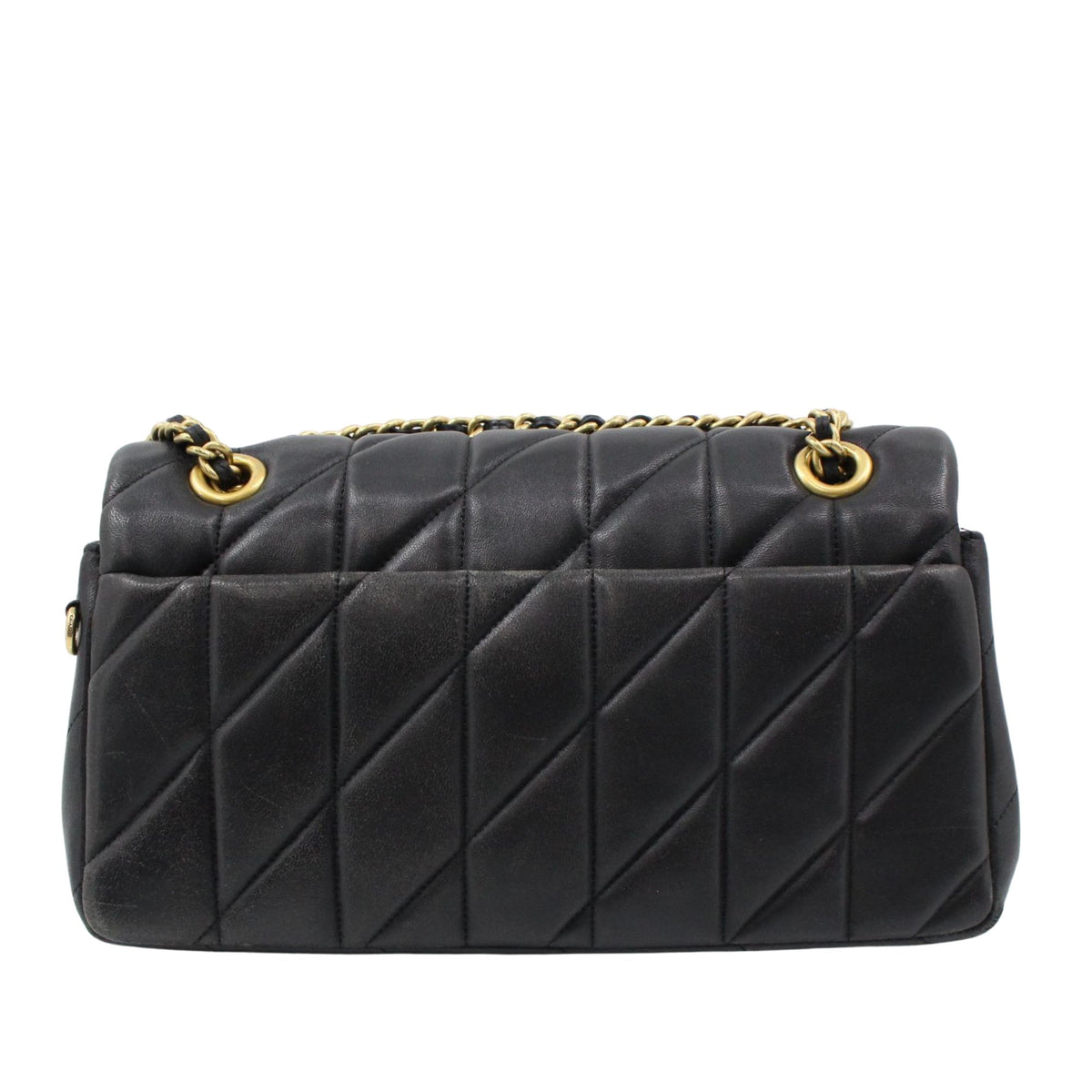 Coach Tabby acolchado negro de piel con cadena dorada