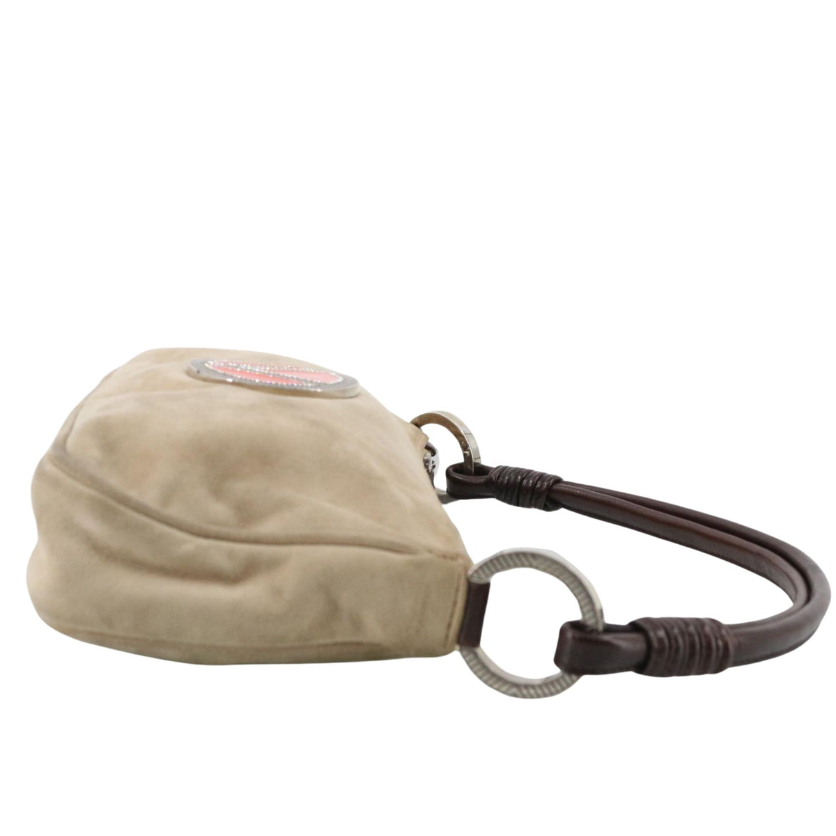 Valentino Garavani Vintage – Bolso de ante beige con medallón de esmalte y circonitas