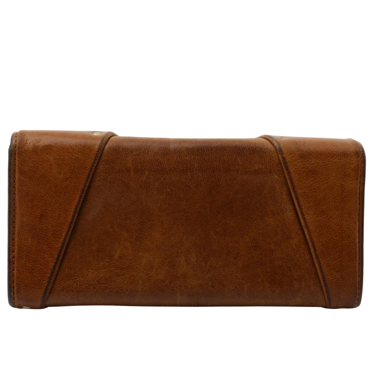 Chloé – Cartera de piel marrón coñac con placa dorada
