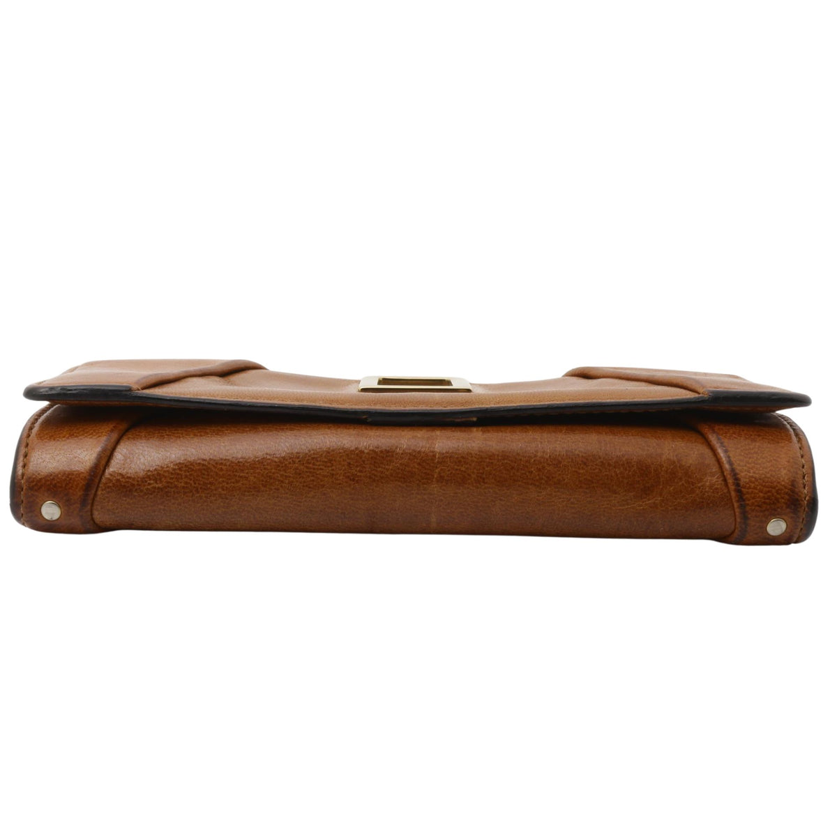 Chloé – Cartera de piel marrón coñac con placa dorada