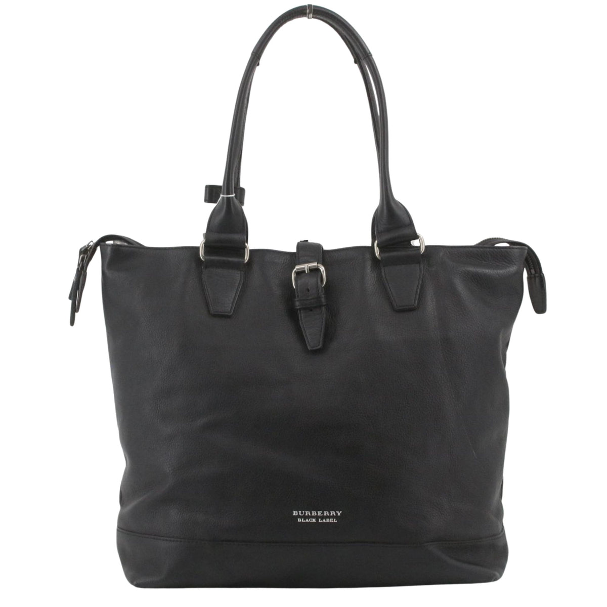 Burberry Black Label – Bolso shopper de piel negra con interior azul