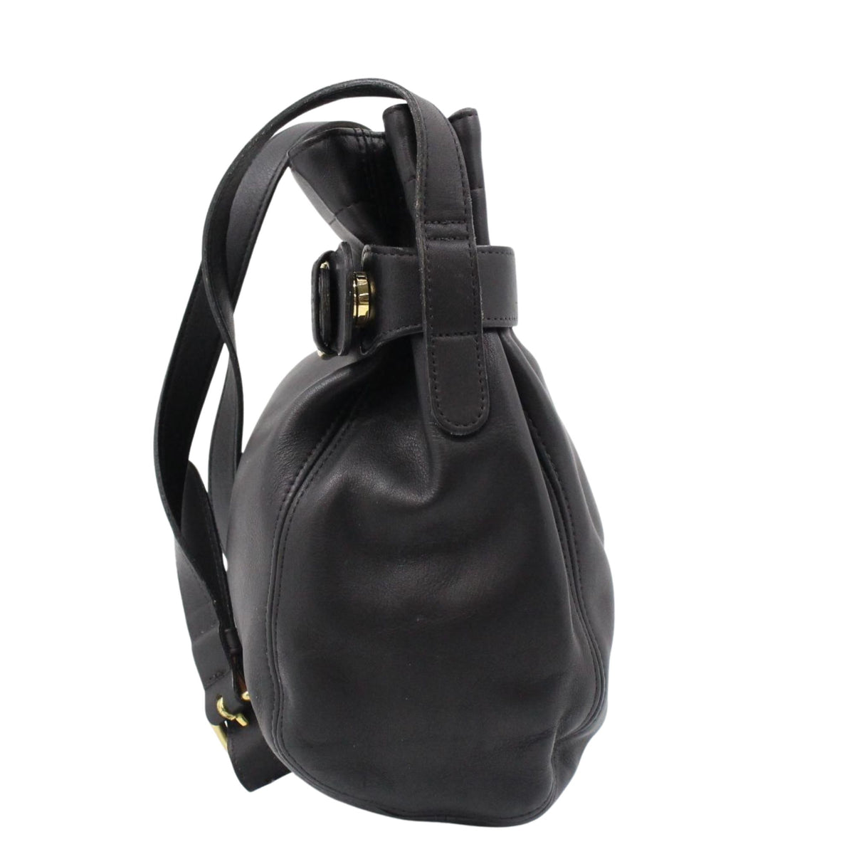 Coach vintage bolso saco de piel negra con hebilla dorada