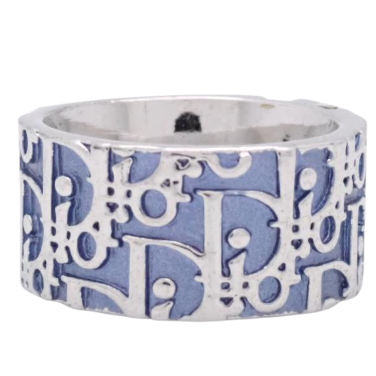 Christian Dior Vintage Trotter nº 2 – Anillo azul y plateado de la época John Galliano