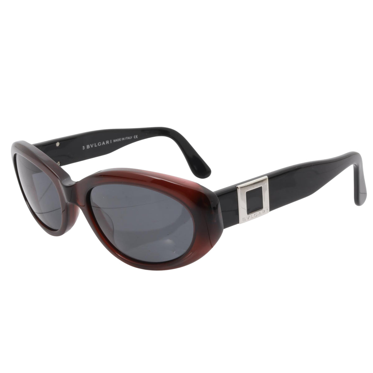 Gafas de sol BVLGARI 810 vintage – Montura burdeos y negra con detalles plateados