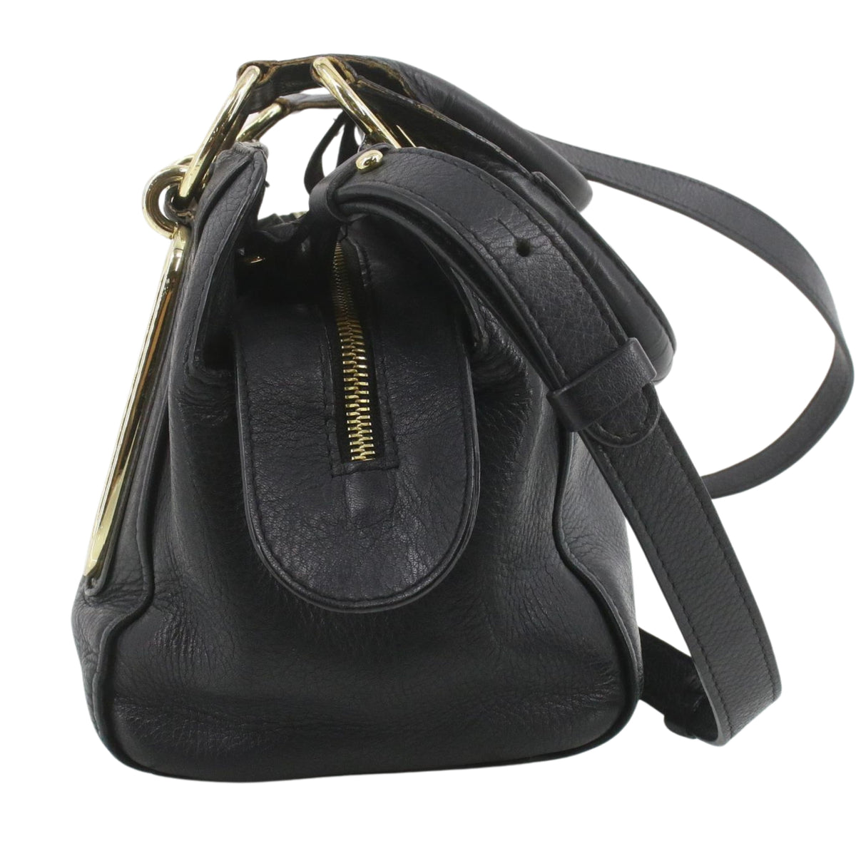 See by Chloé – Bolso de Piel Negra con Herrajes Dorados y Bandolera