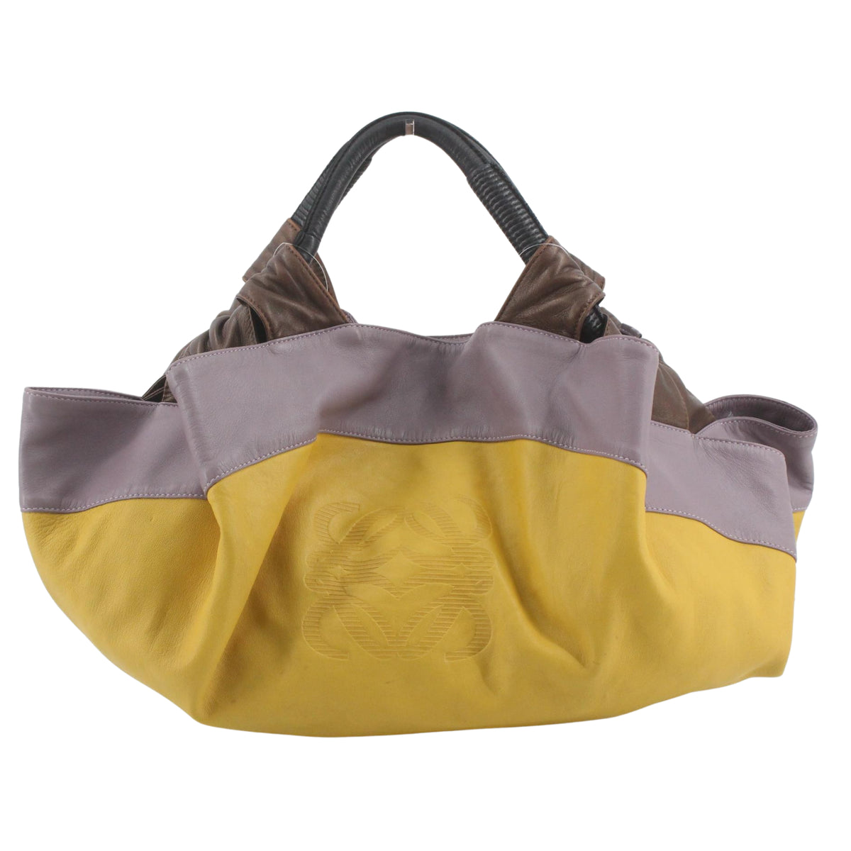Loewe Nappa Aire Vintage – Bolso de piel tricolor amarillo, lavanda y marrón