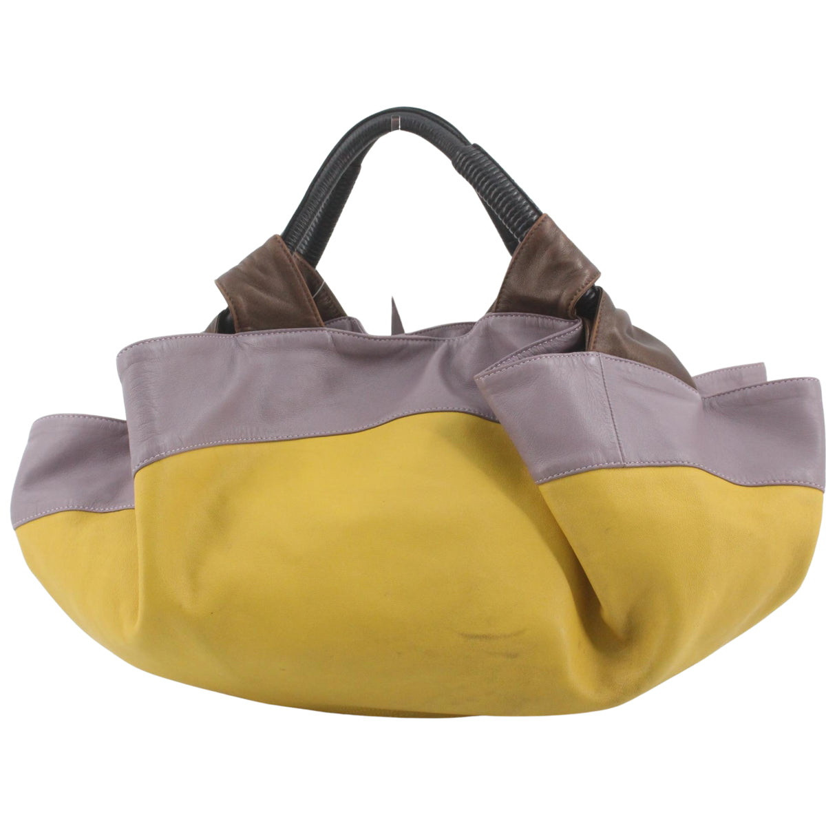 Loewe Nappa Aire Vintage – Bolso de piel tricolor amarillo, lavanda y marrón