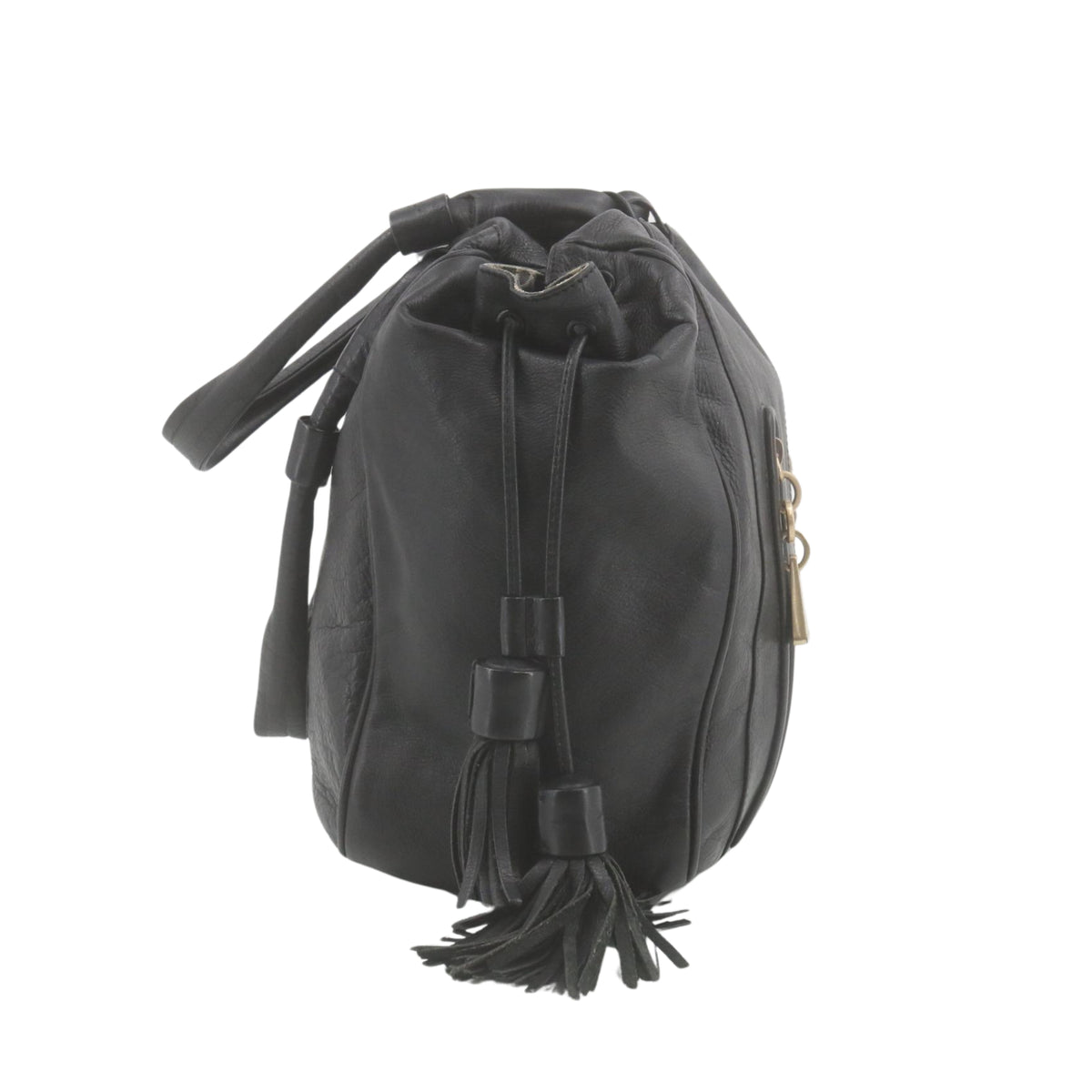 See by Chloé – Bolso de piel negra con doble cremallera dorada y borlas