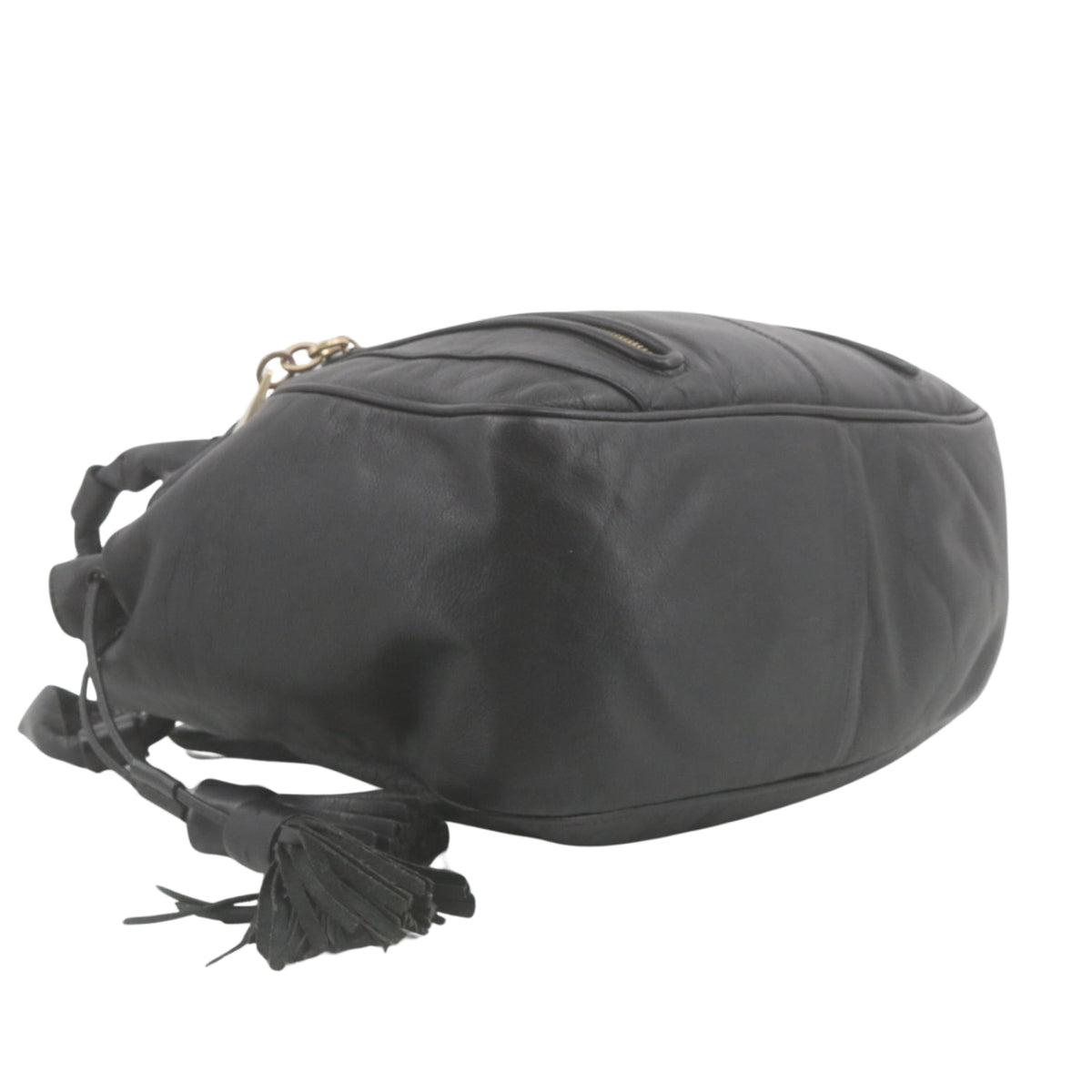 See by Chloé – Bolso de piel negra con doble cremallera dorada y borlas