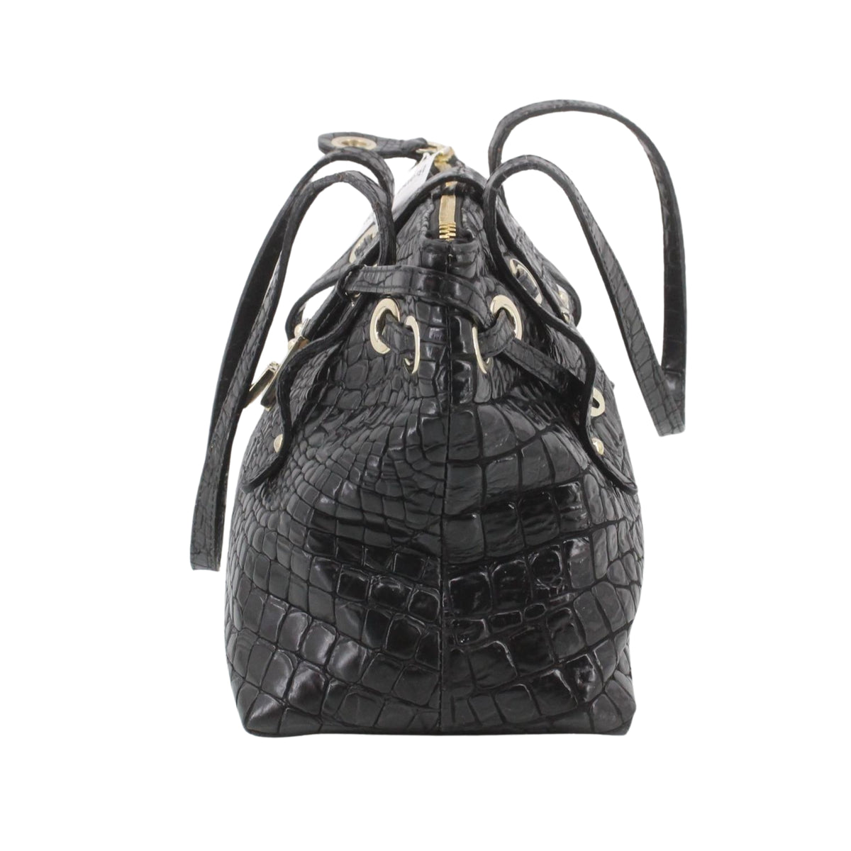 Jimmy Choo Vintage – Bolso Tote de Piel Negra Efecto Cocodrilo con Herrajes Dorados