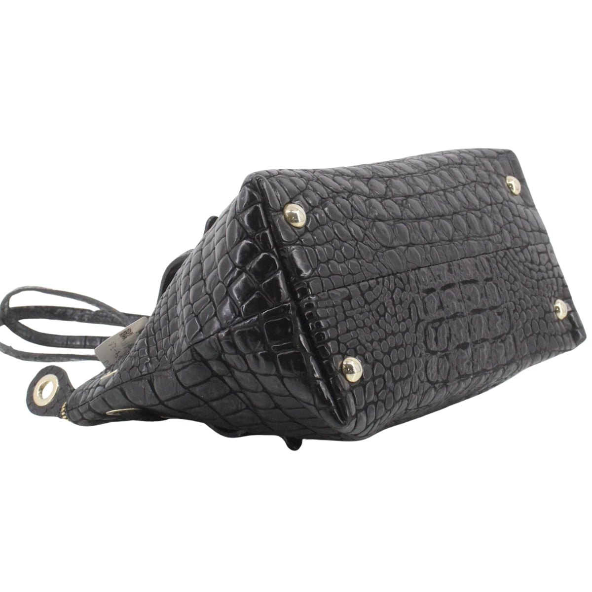 Jimmy Choo Vintage – Bolso Tote de Piel Negra Efecto Cocodrilo con Herrajes Dorados