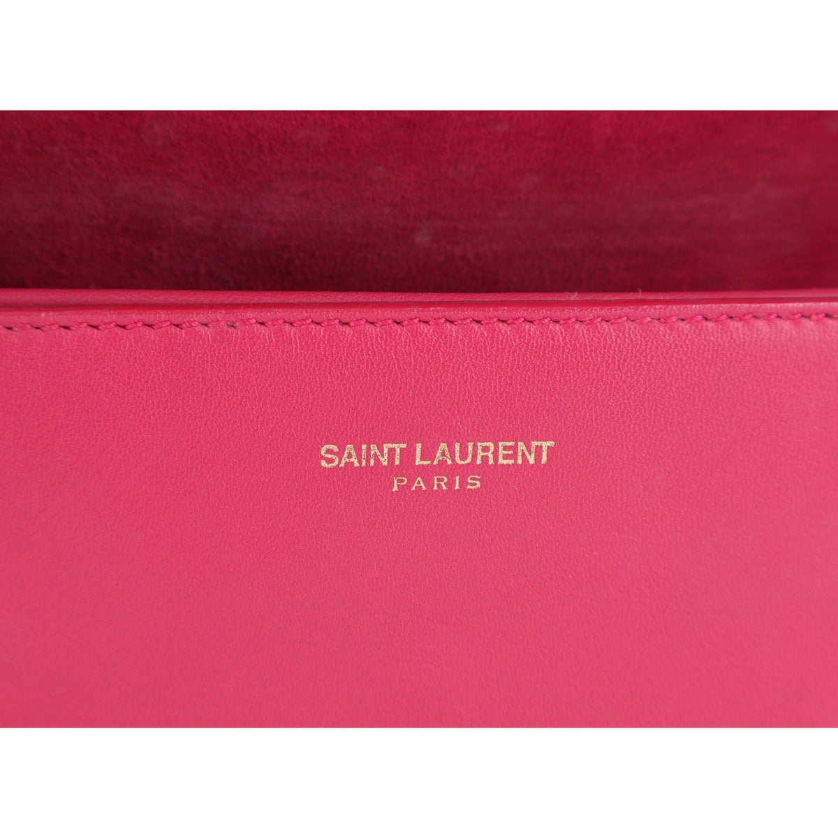 Saint Laurent Y Line Vintage – Bolso Bandolera de Piel Rosa Fucsia con Cierre Dorado