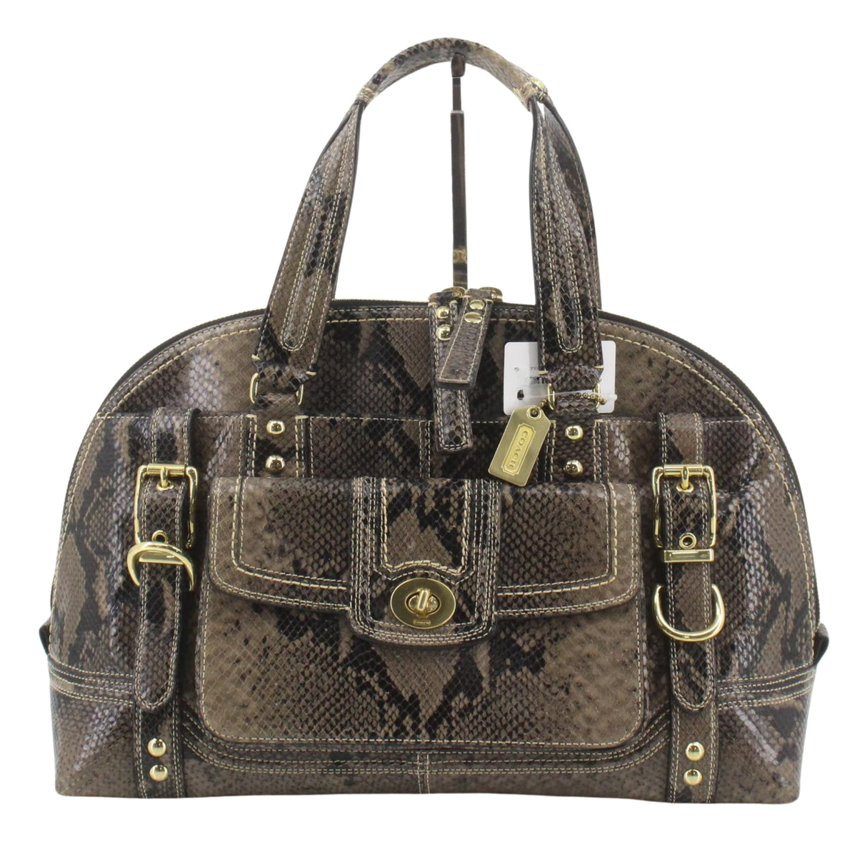 Coach Legacy Satchel Vintage – Bolso de Piel Estampado Pitón Marrón