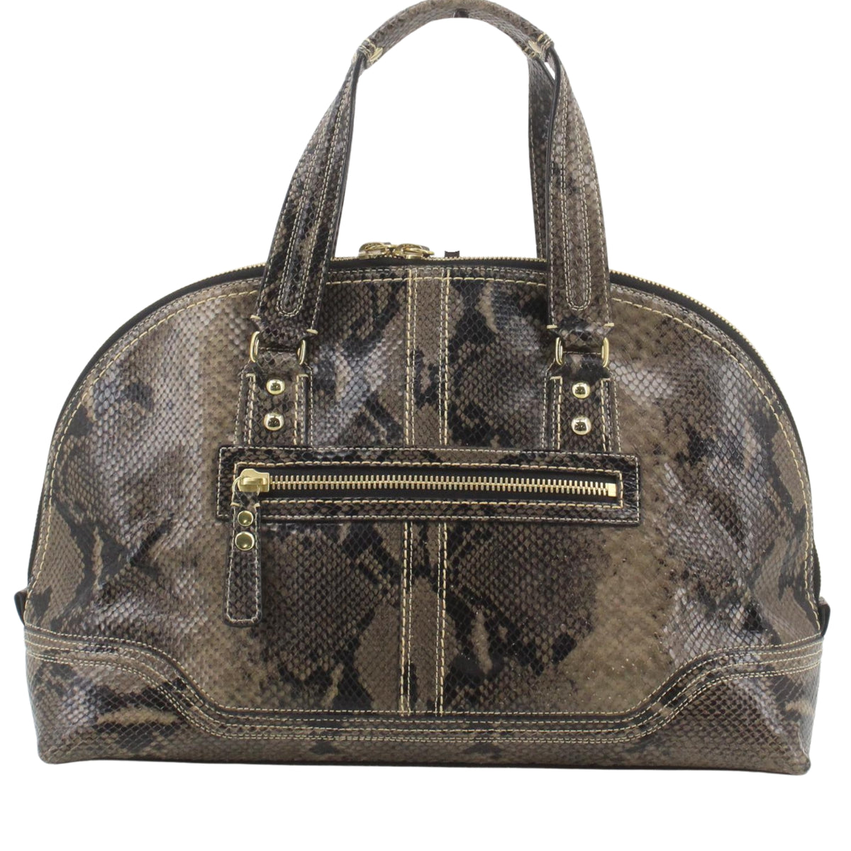 Coach Legacy Satchel Vintage – Bolso de Piel Estampado Pitón Marrón