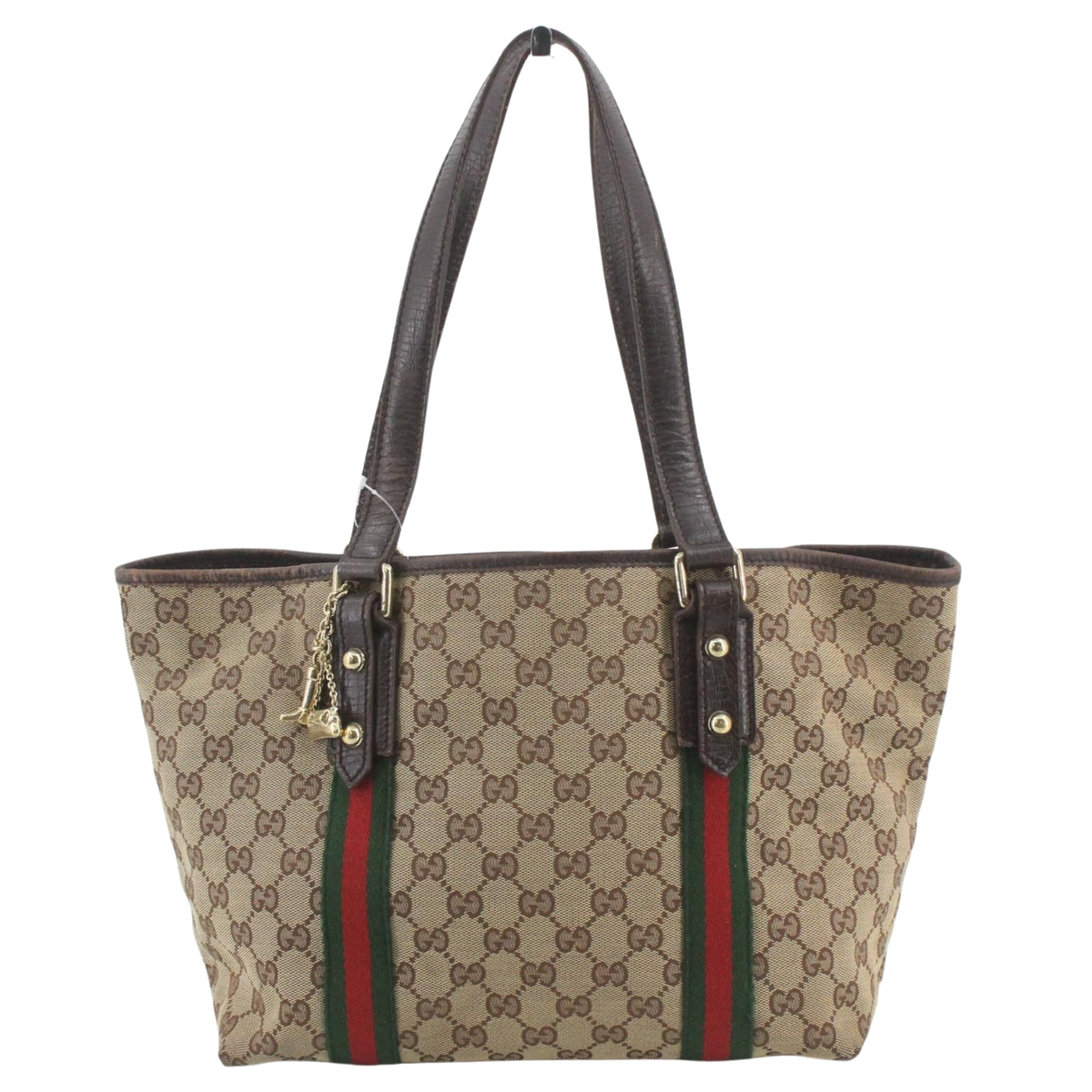 Gucci GG Canvas Vintage Tote con Tribanda Web Verde y Roja – Bolso de Hombro