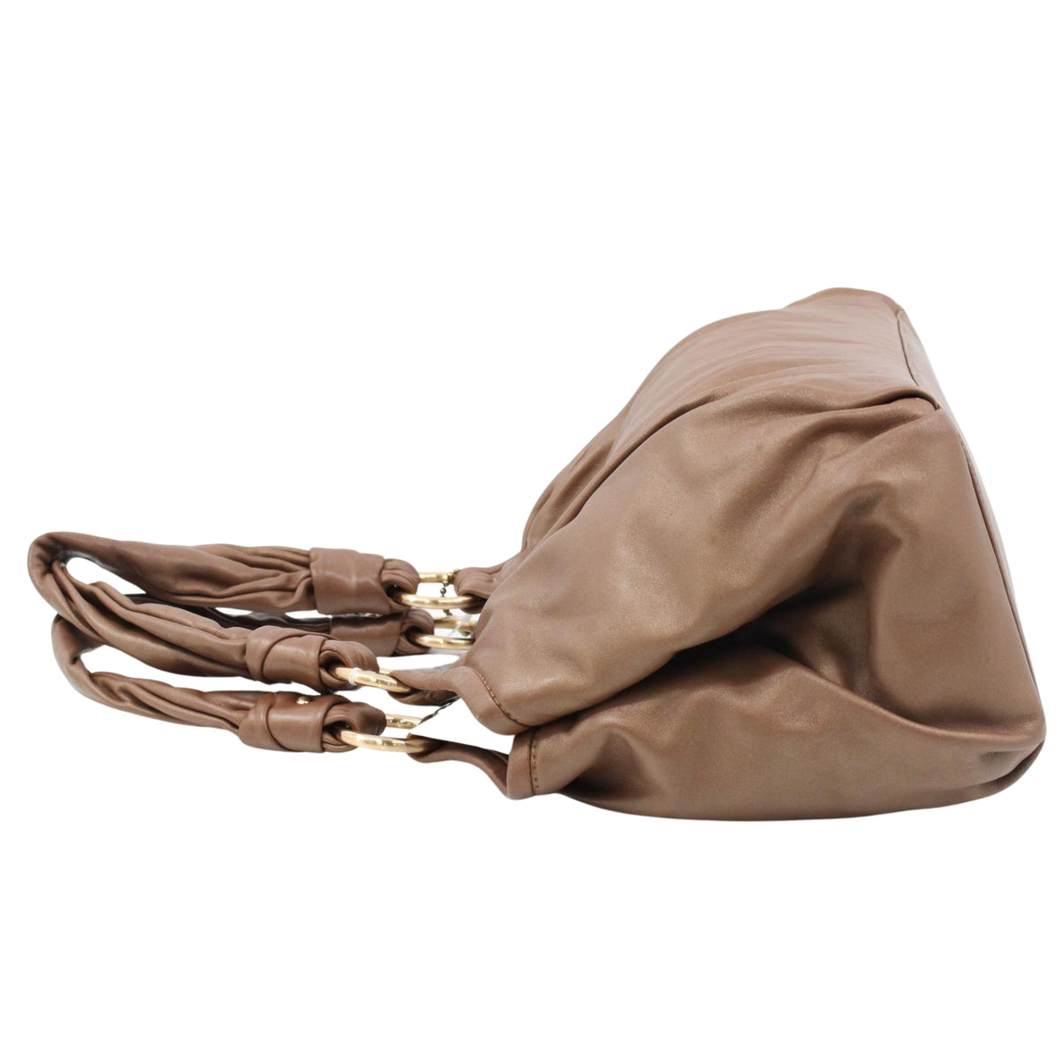 Coach Vintage – Bolso de Hombro de Piel Marrón Taupe con Asa Fruncida