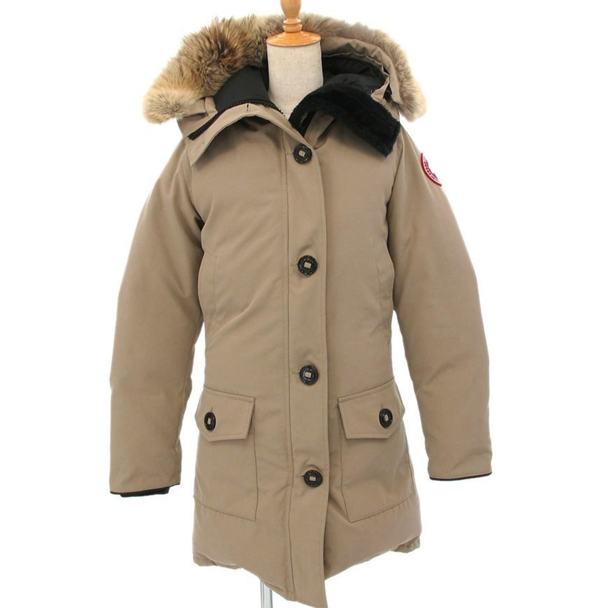Canada Goose Kensington Parka beige con capucha de pelo – Sin usar