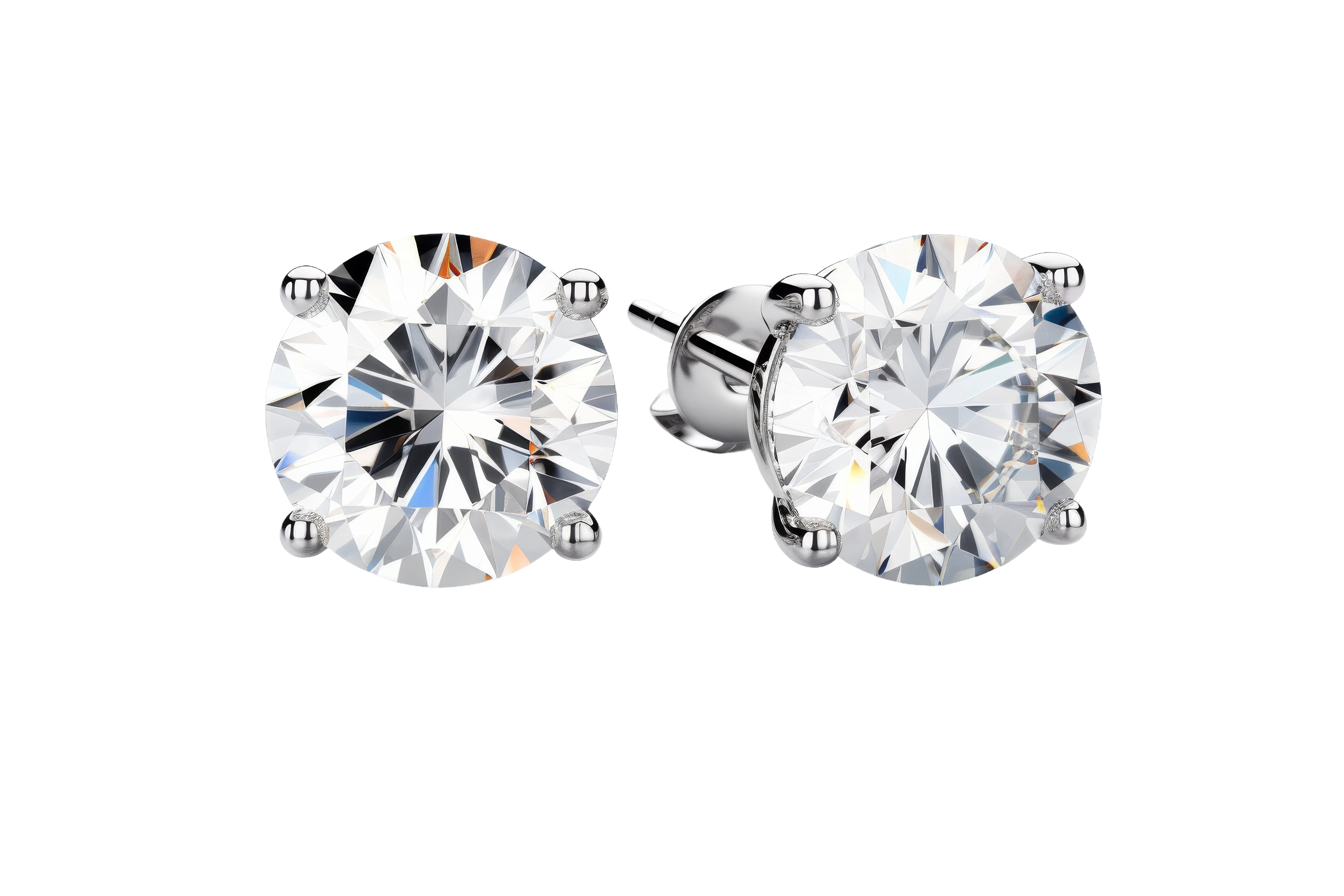 PENDIENTES BEBES y NIÑAS en ORO Blanco 18 Kilates con Diamantes de Laboratorio Talla Brillante