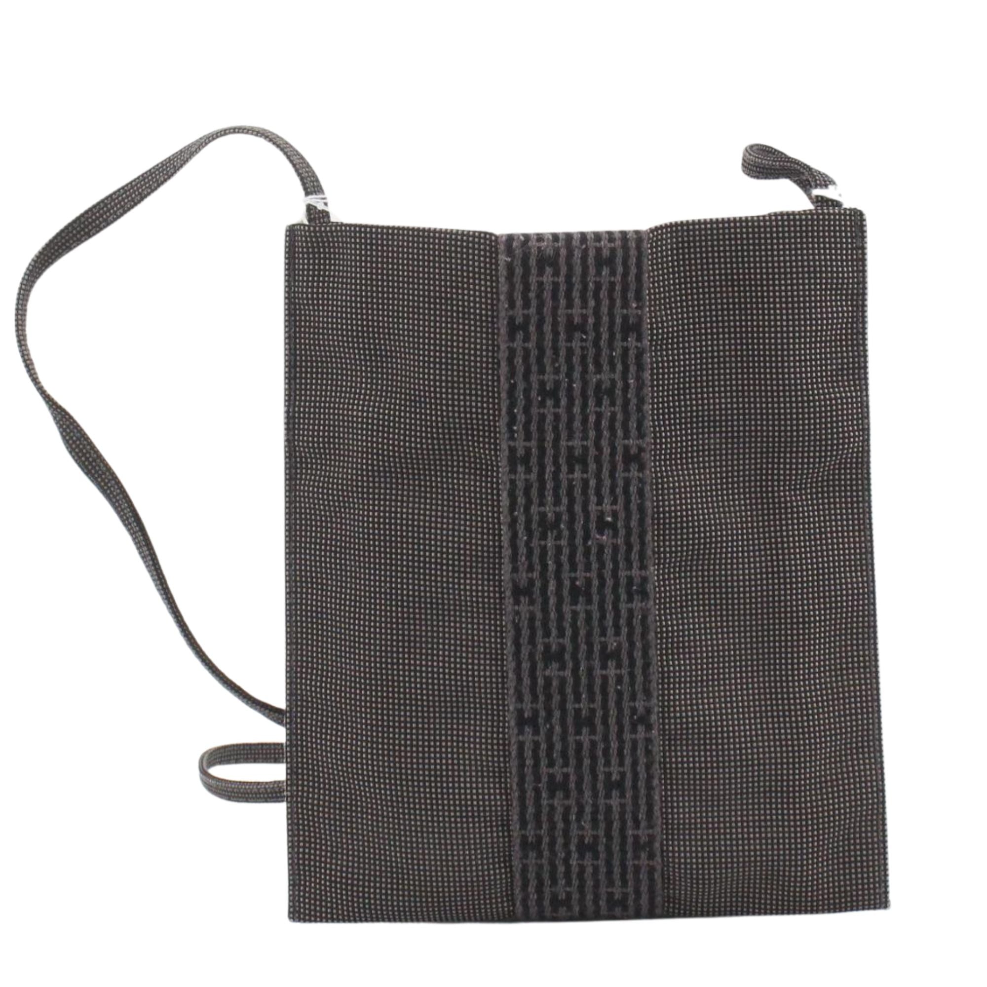 Hermès Herline PM Canvas Shoulder Bag Grey Black