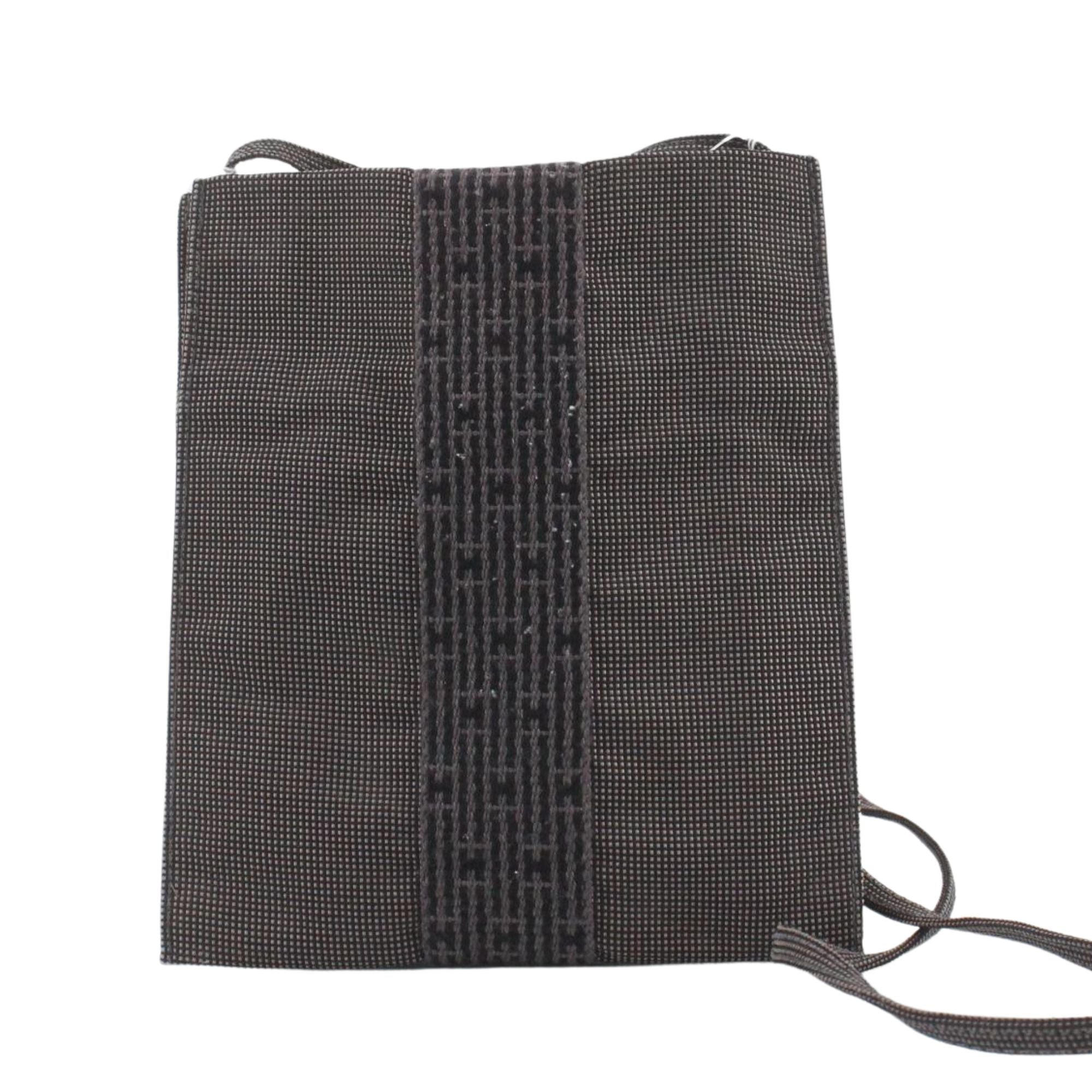 Hermès Herline PM Canvas Shoulder Bag Grey Black