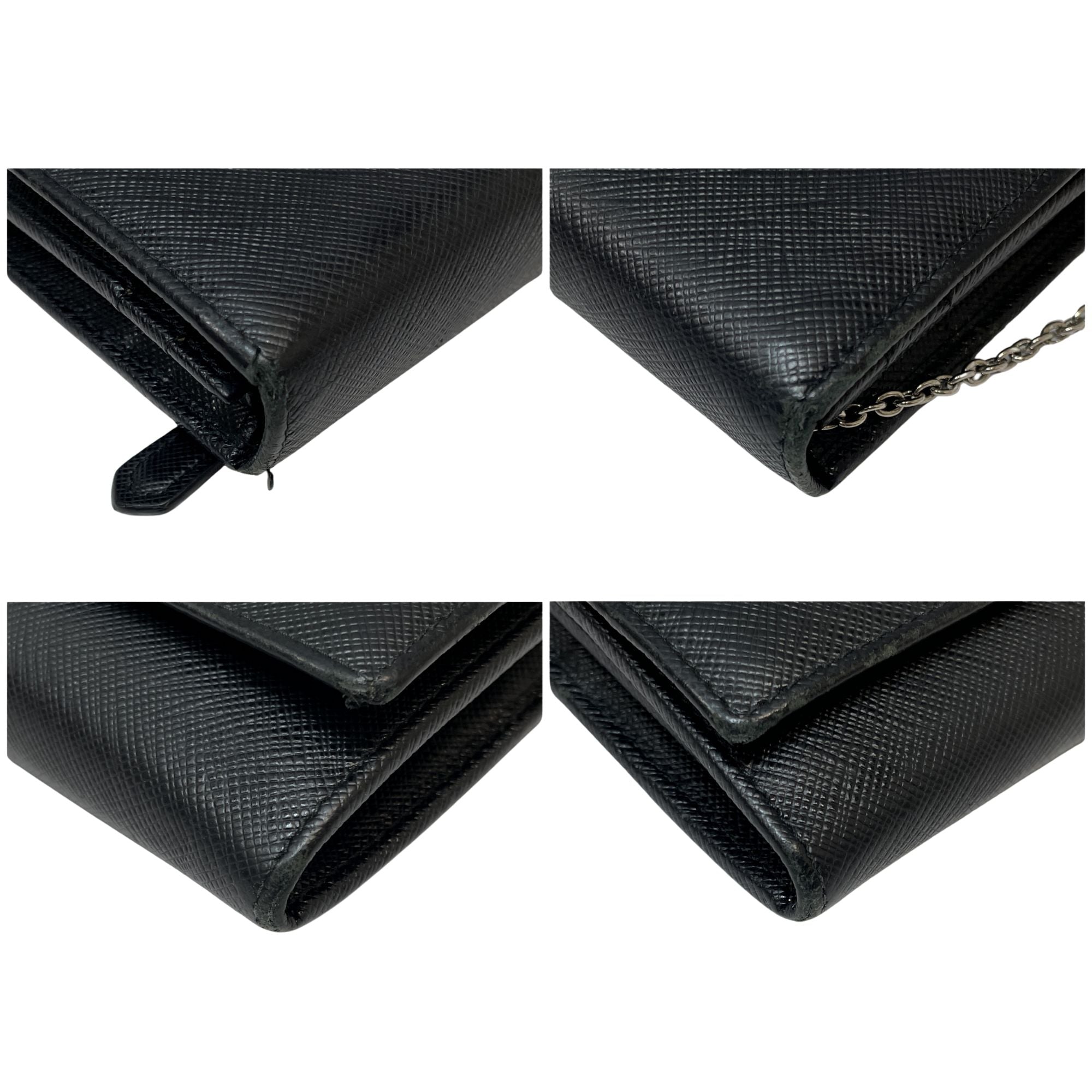 Cartera Prada Saffiano Negra con Cadena y Tarjetero