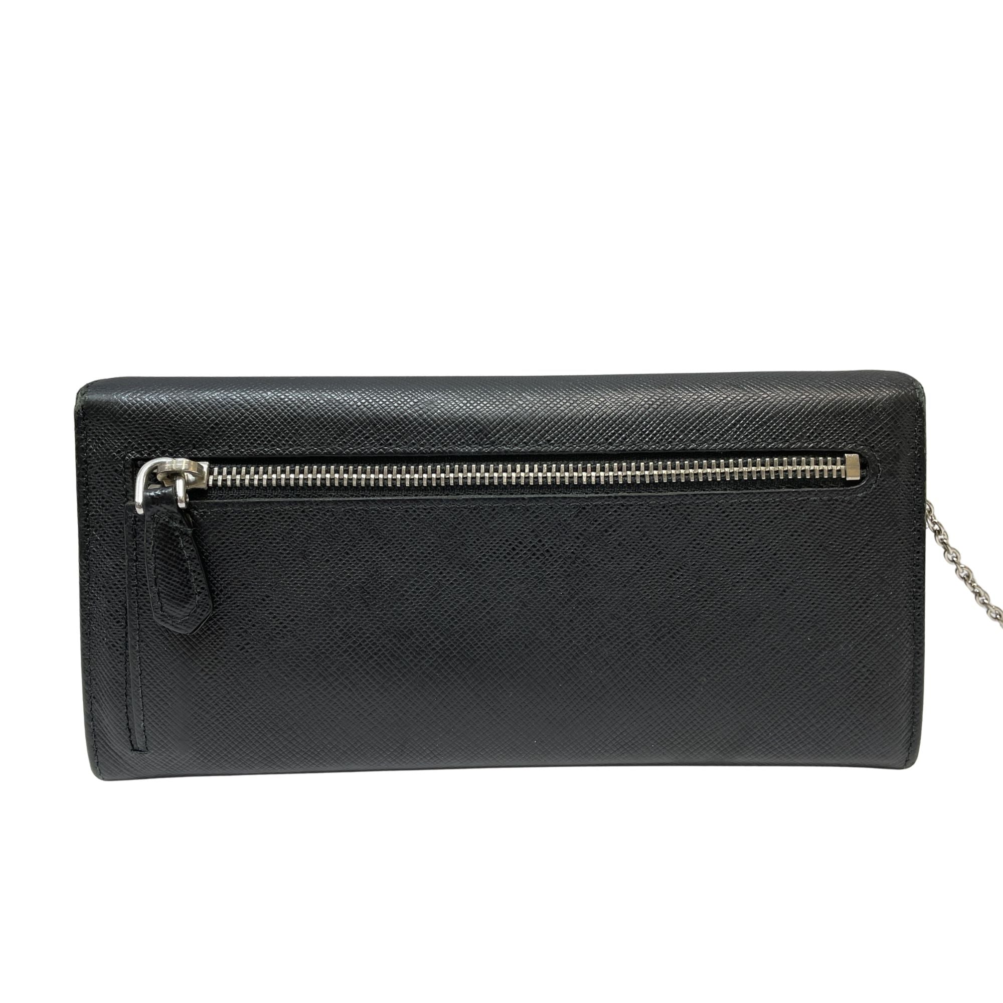 Cartera Prada Saffiano Negra con Cadena y Tarjetero