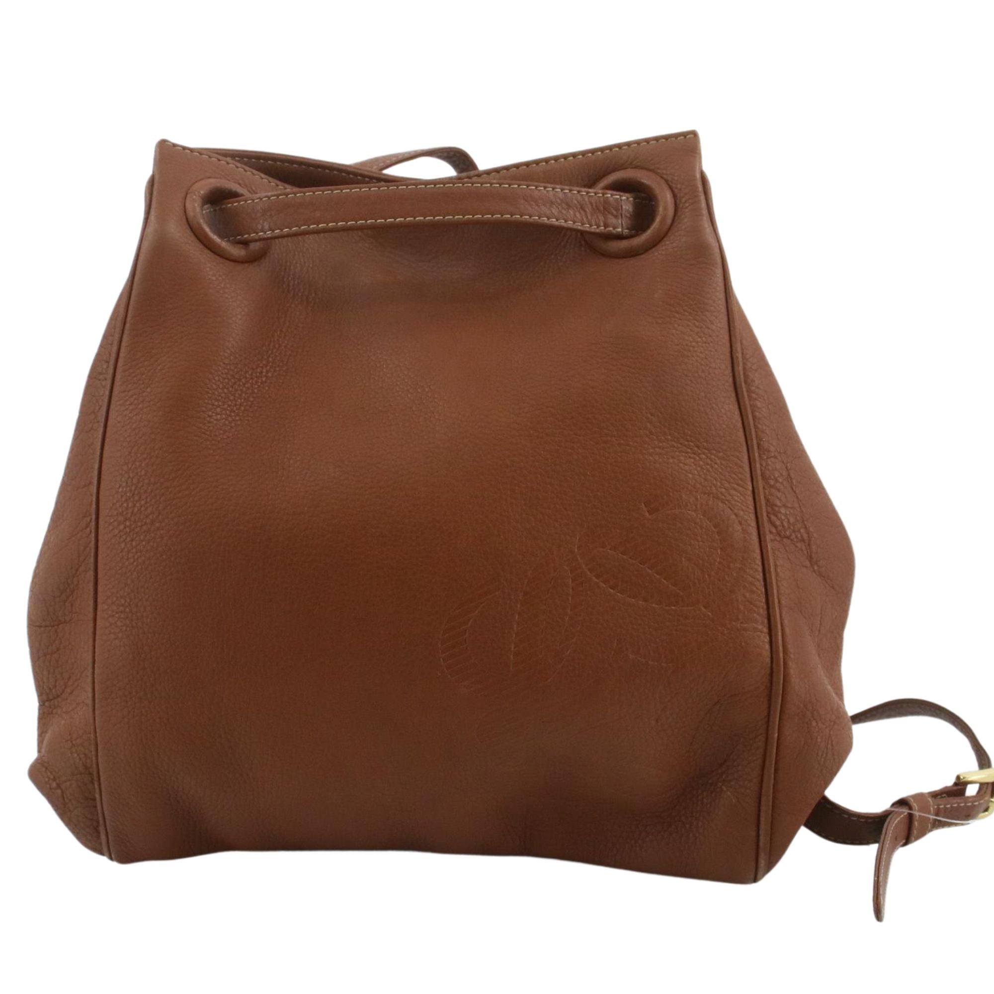 Bolso bucket vintage Loewe en piel marrón coñac con logo Anagrama
