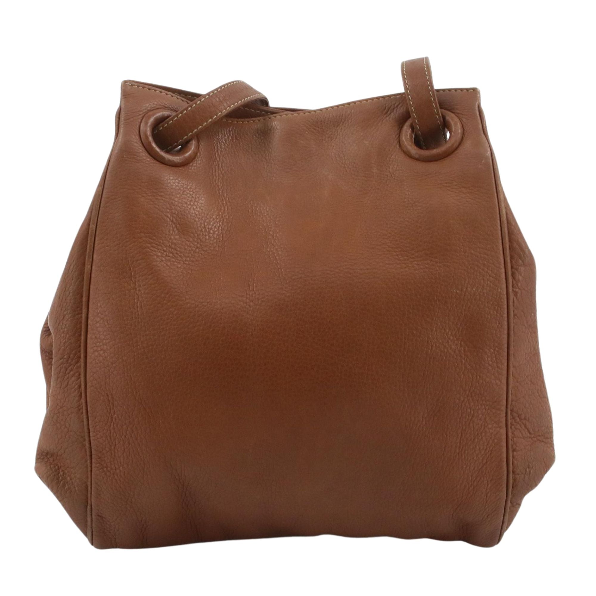 Bolso bucket vintage Loewe en piel marrón coñac con logo Anagrama