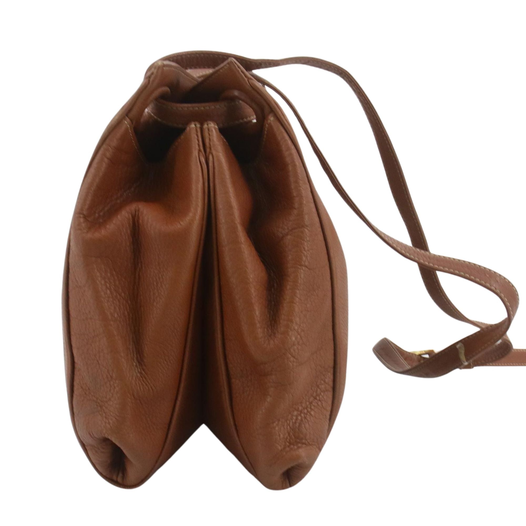 Bolso bucket vintage Loewe en piel marrón coñac con logo Anagrama