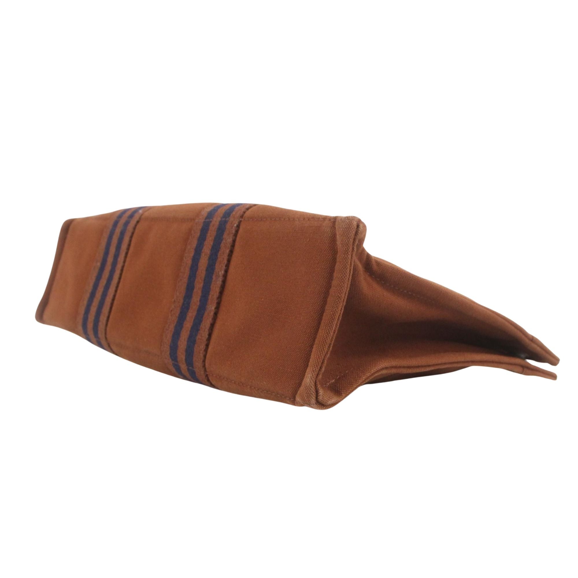 Hermès Fourre-Tout PM Canvas Marrón y Azul Marino