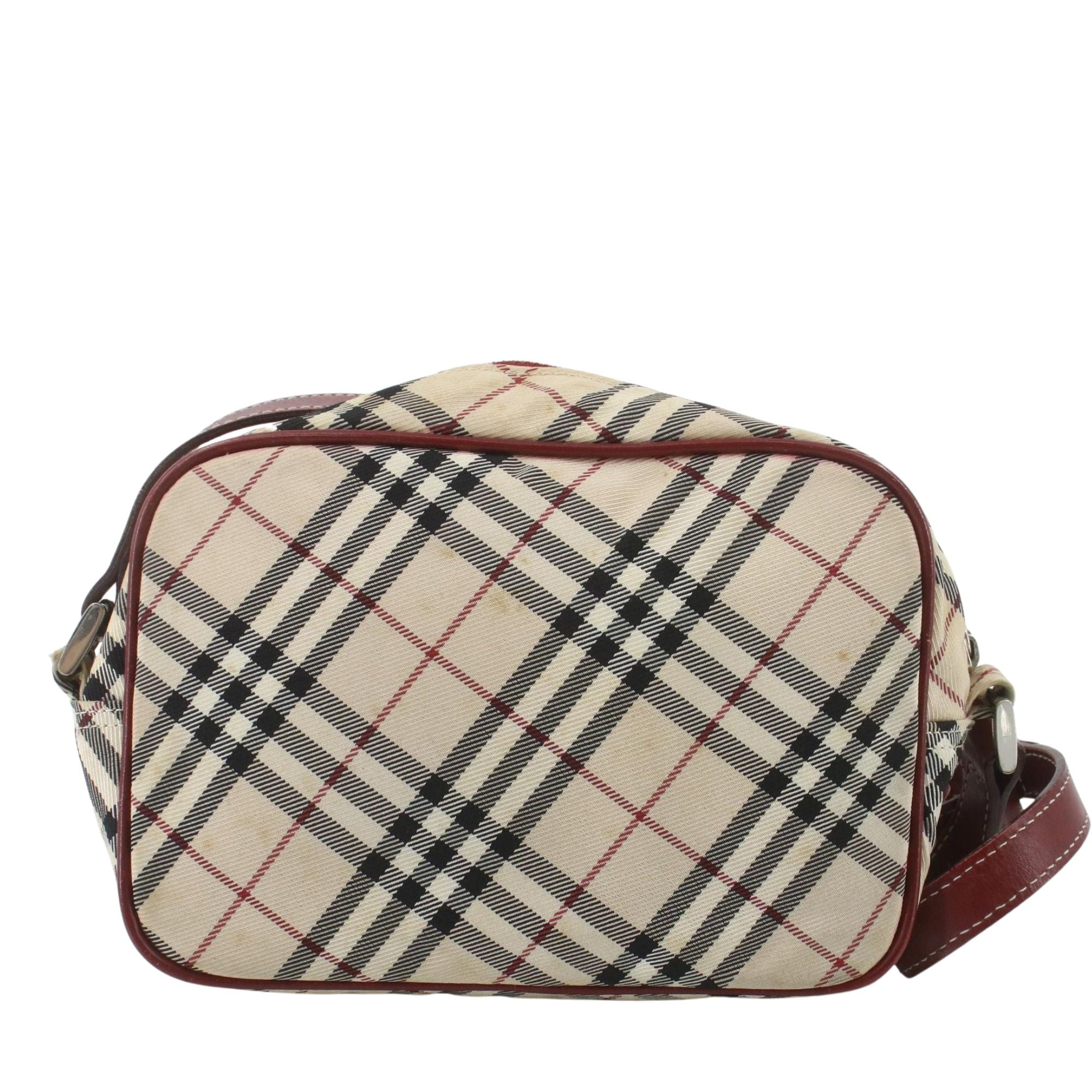 Burberry Blue Label Bandolera Canvas Nova Check Beige y Burdeos