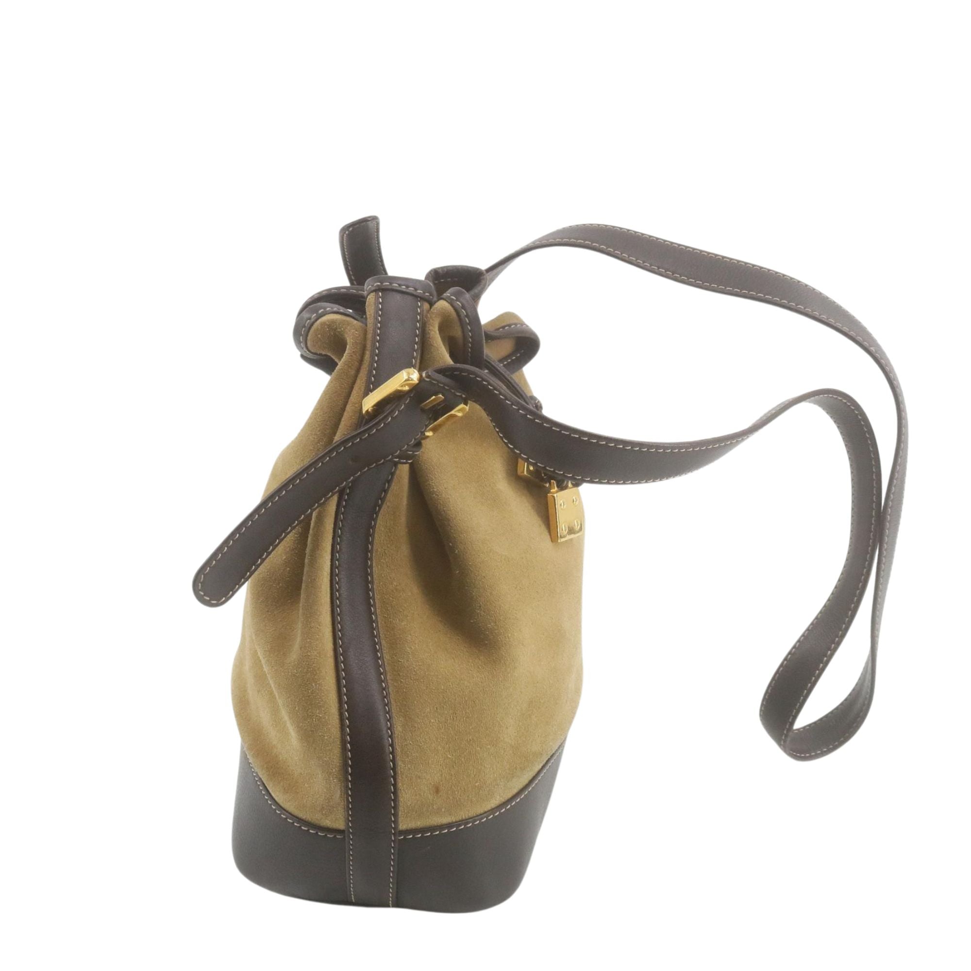 Loewe Bolso Bucket Vintage Ante Camel y Piel Marrón