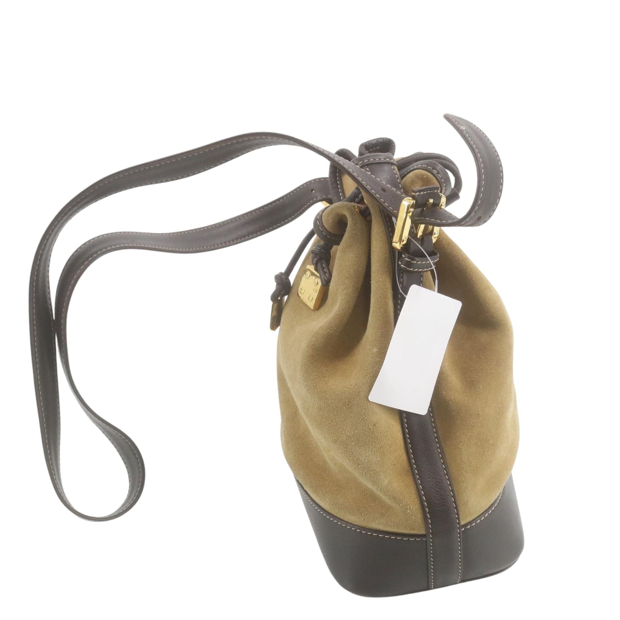 Loewe Bolso Bucket Vintage Ante Camel y Piel Marrón