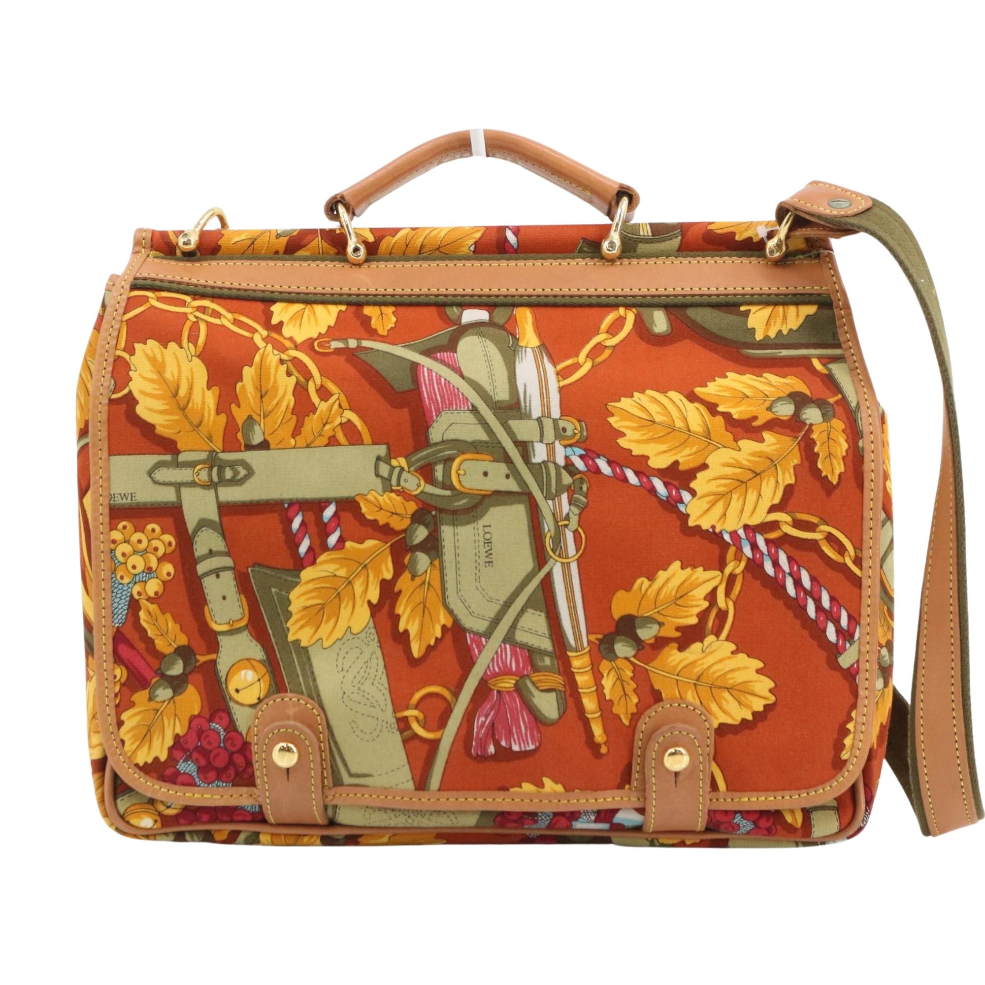 Bolso Loewe Vintage Estampado Multicolor con Detalles en Piel