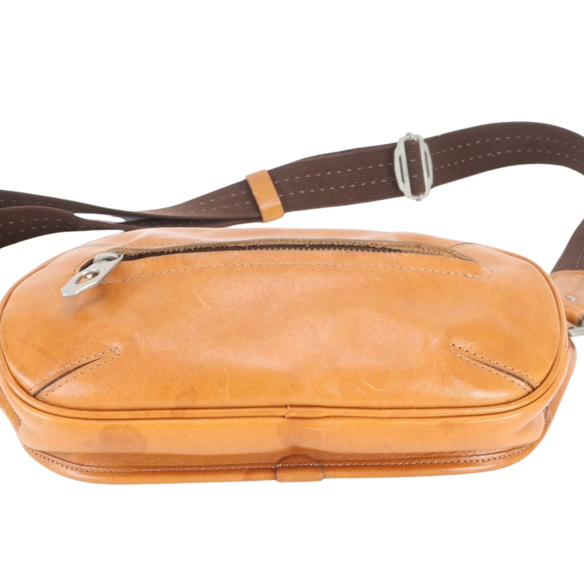 Aniary Riñonera Bandolera de Piel Natural Camel Made in Japan