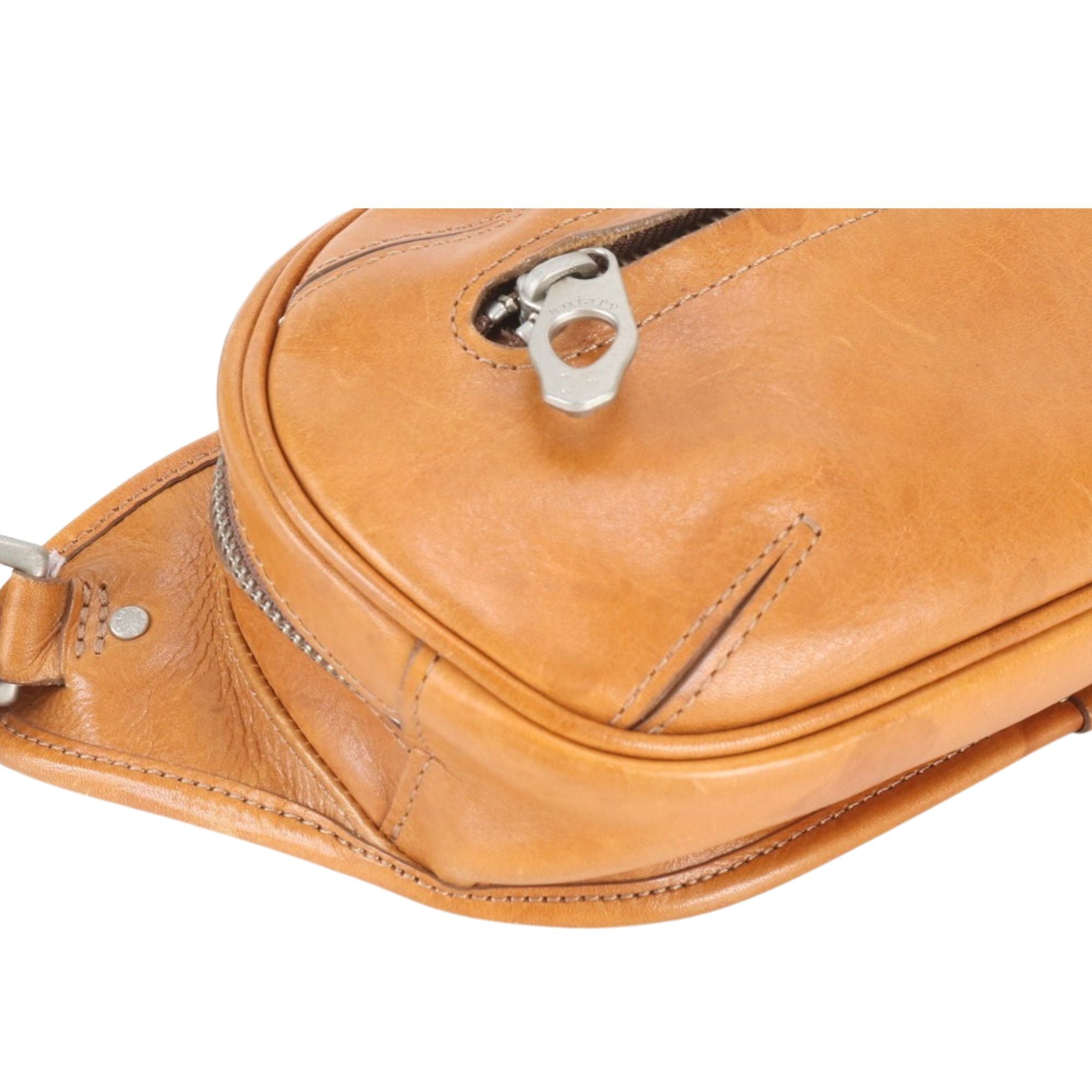 Aniary Riñonera Bandolera de Piel Natural Camel Made in Japan