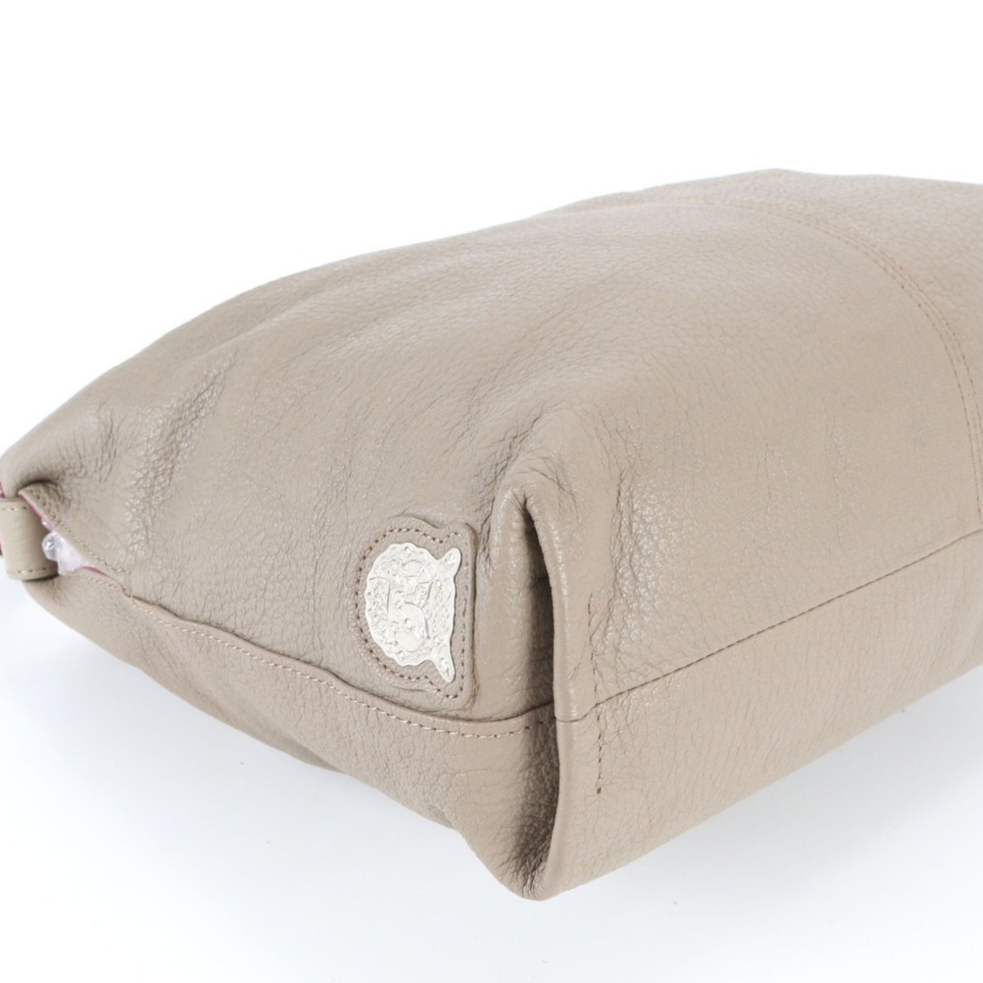 ADMJ Accessoires De Mademoiselle Hobo Bag de Piel Beige con Interior Rosa Made in Japan