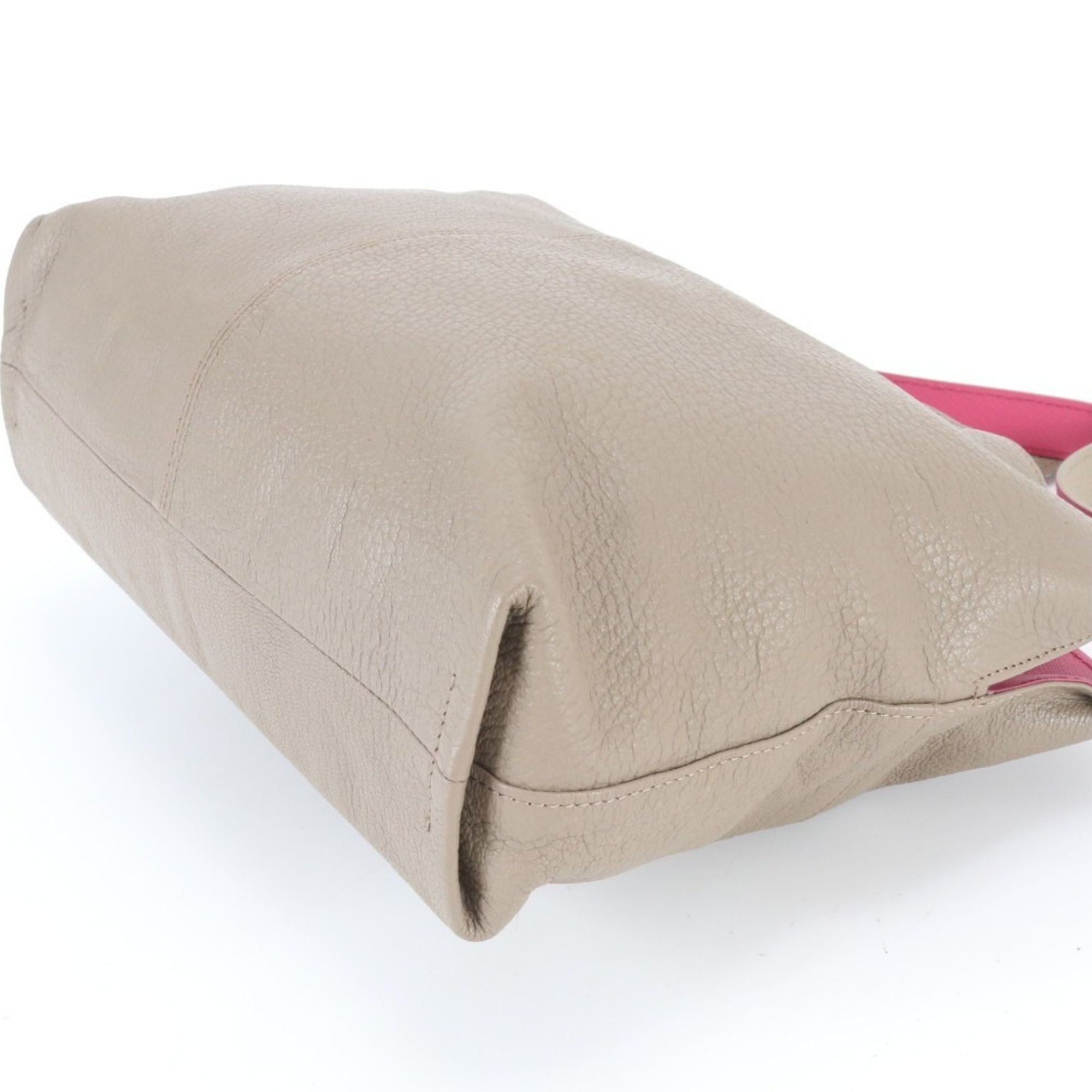 ADMJ Accessoires De Mademoiselle Hobo Bag de Piel Beige con Interior Rosa Made in Japan