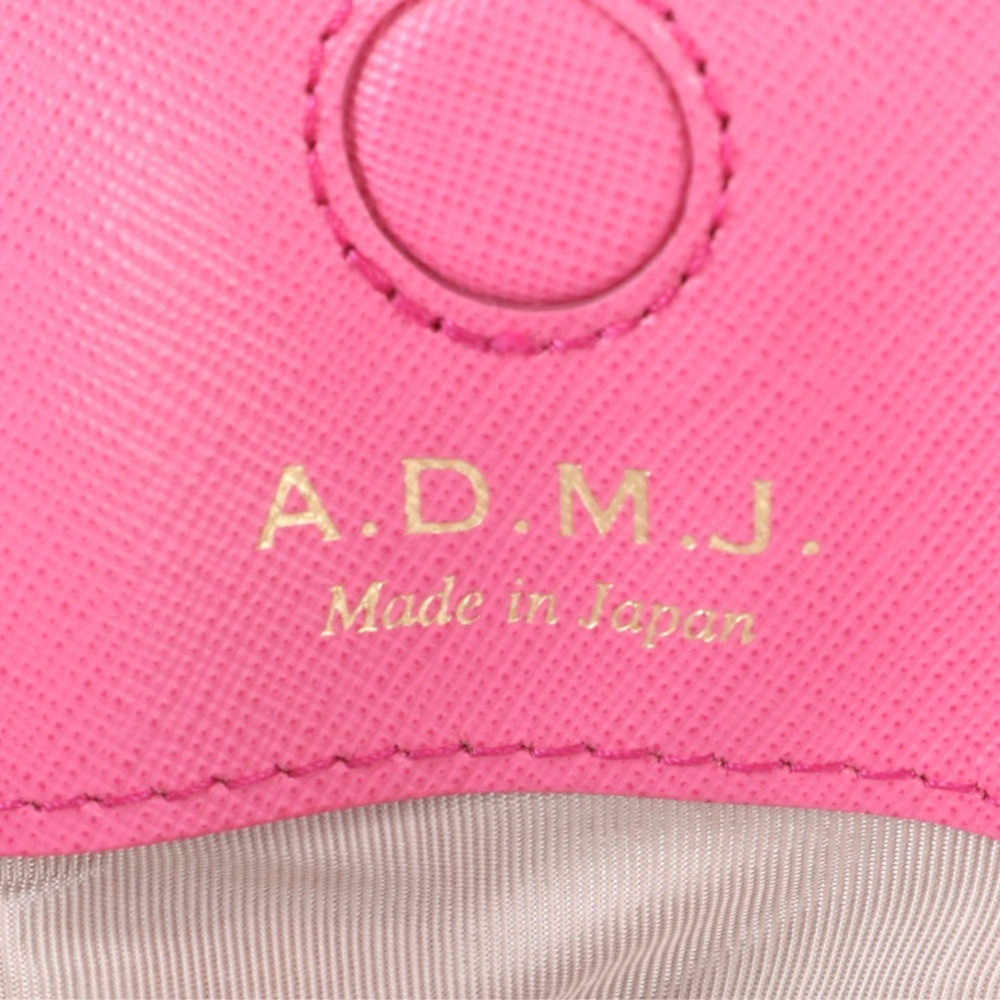 ADMJ Accessoires De Mademoiselle Hobo Bag de Piel Beige con Interior Rosa Made in Japan