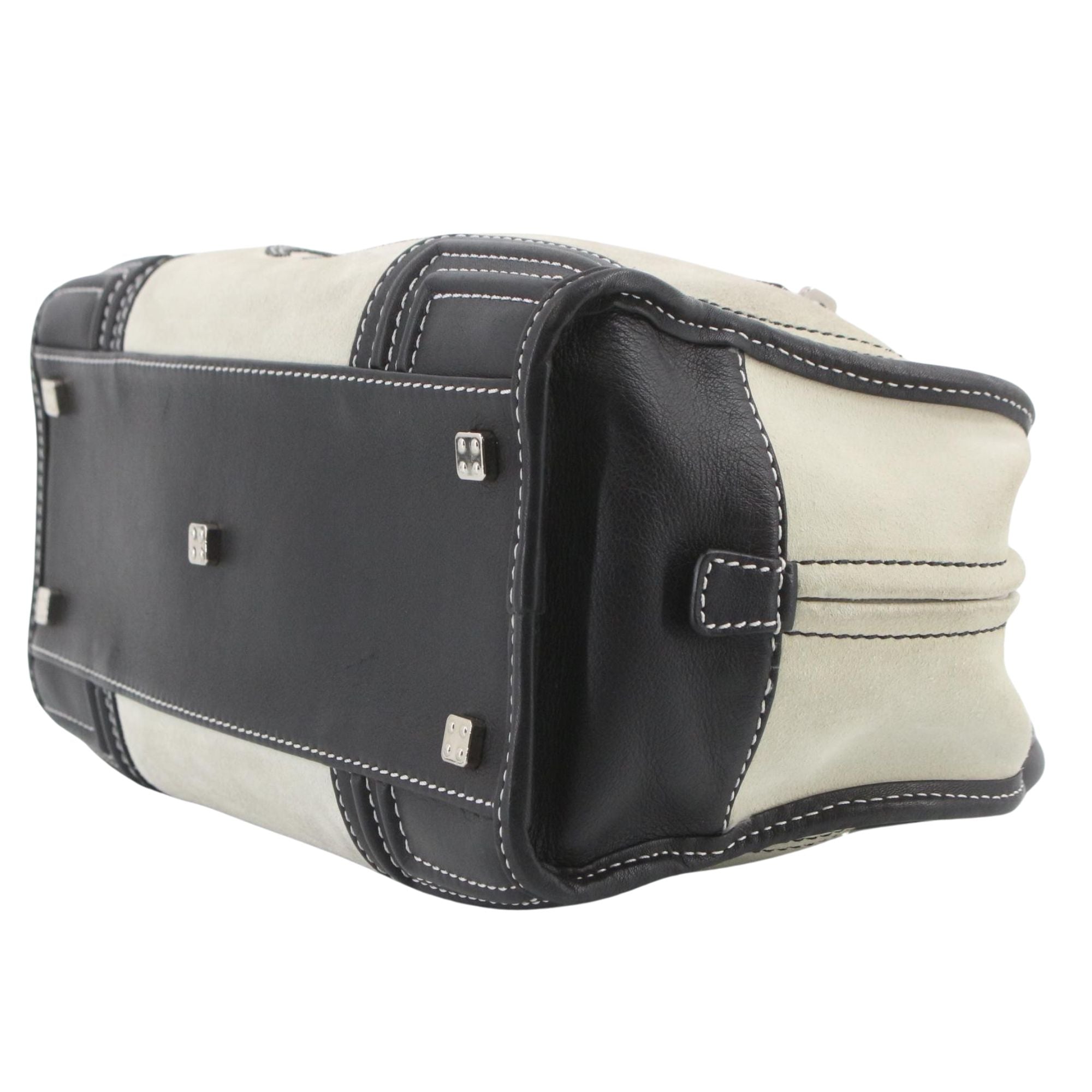 Bolso Loewe Amazona 28 Blanco Marfil y Negro en Ante y Piel