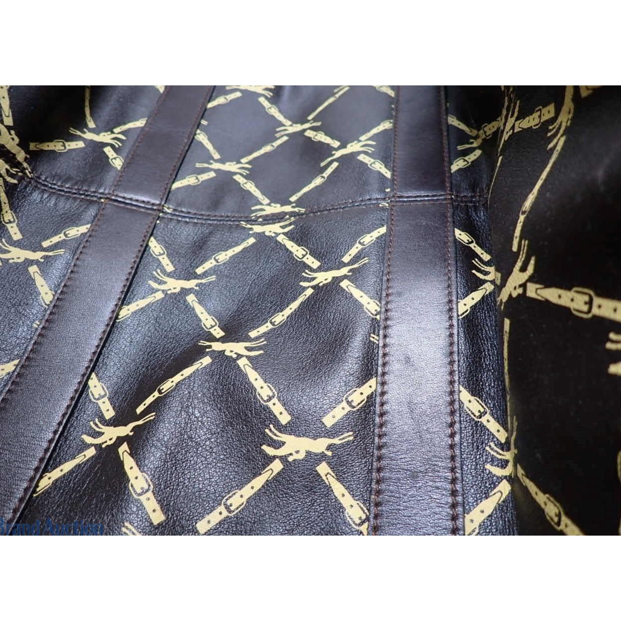 Longchamp Vintage Travel Bag en cuero marrón con estampado ecuestre