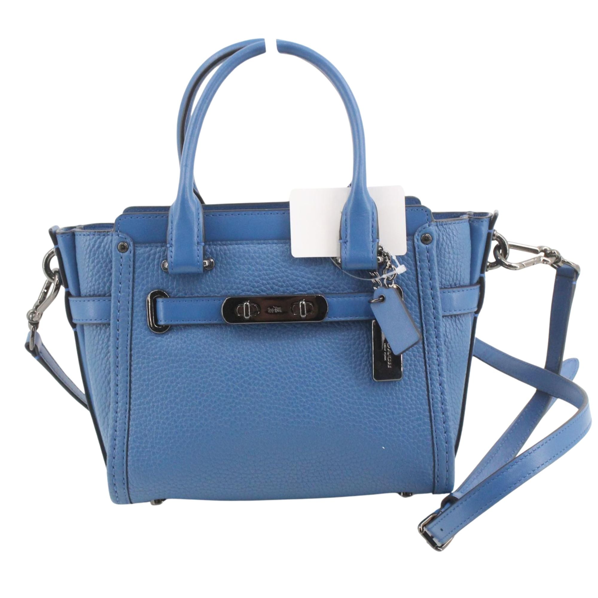 Coach bolso satchel azul en piel granulada