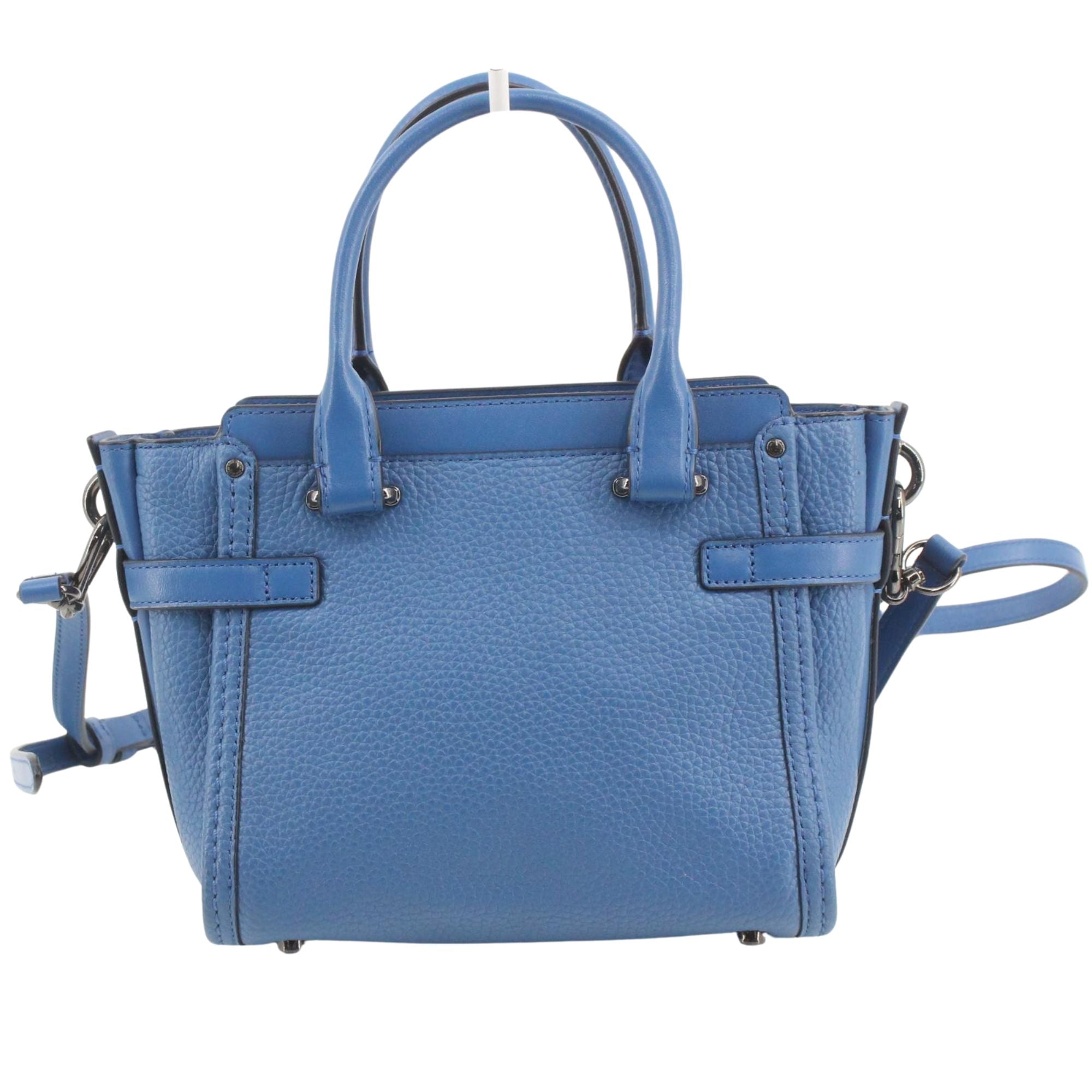 Coach bolso satchel azul en piel granulada