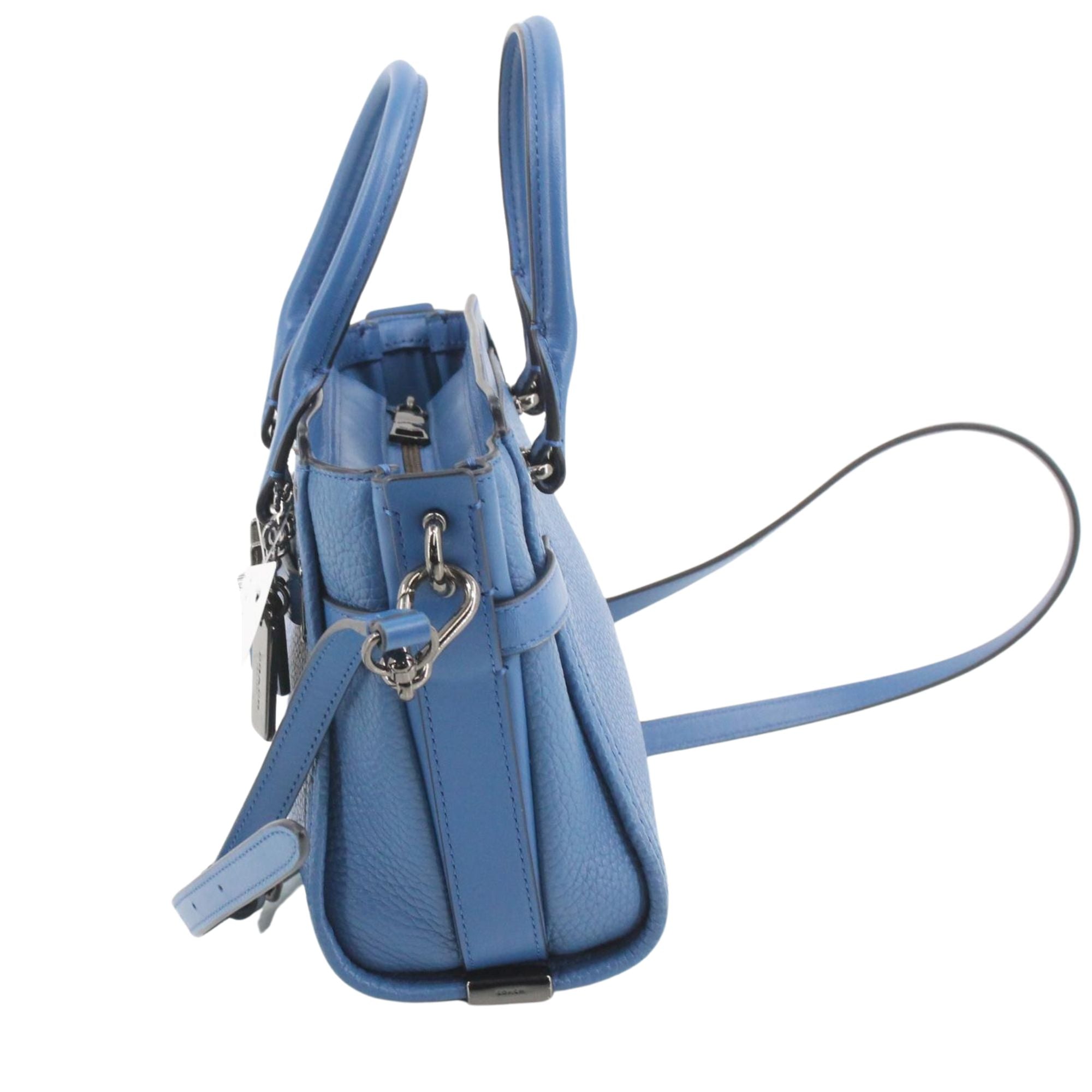 Coach Swagger Carryall 20 Azul Celeste en Piel Pebble