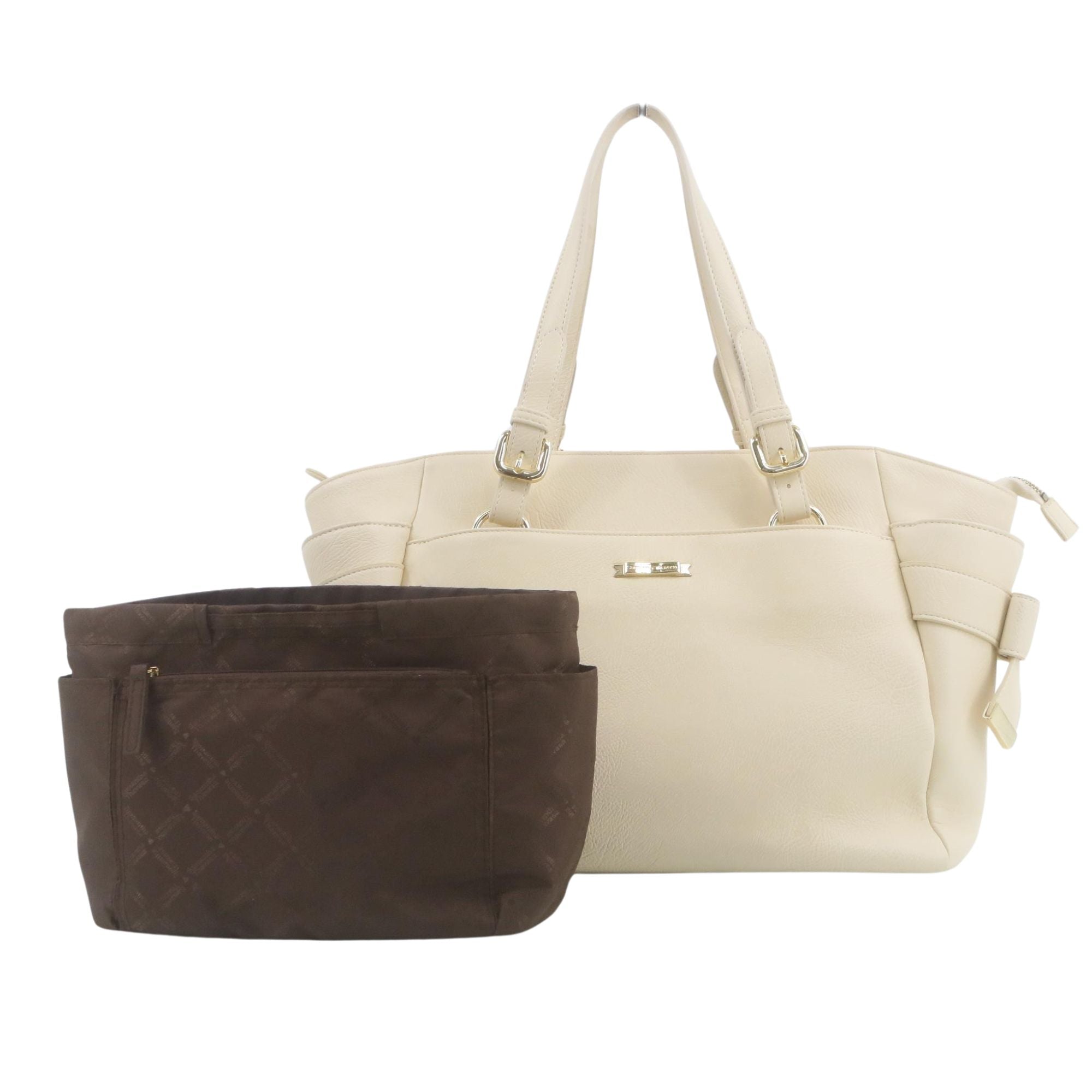 Samantha Thavasa Tote Bag Beige con Organizador Interior Extraíble