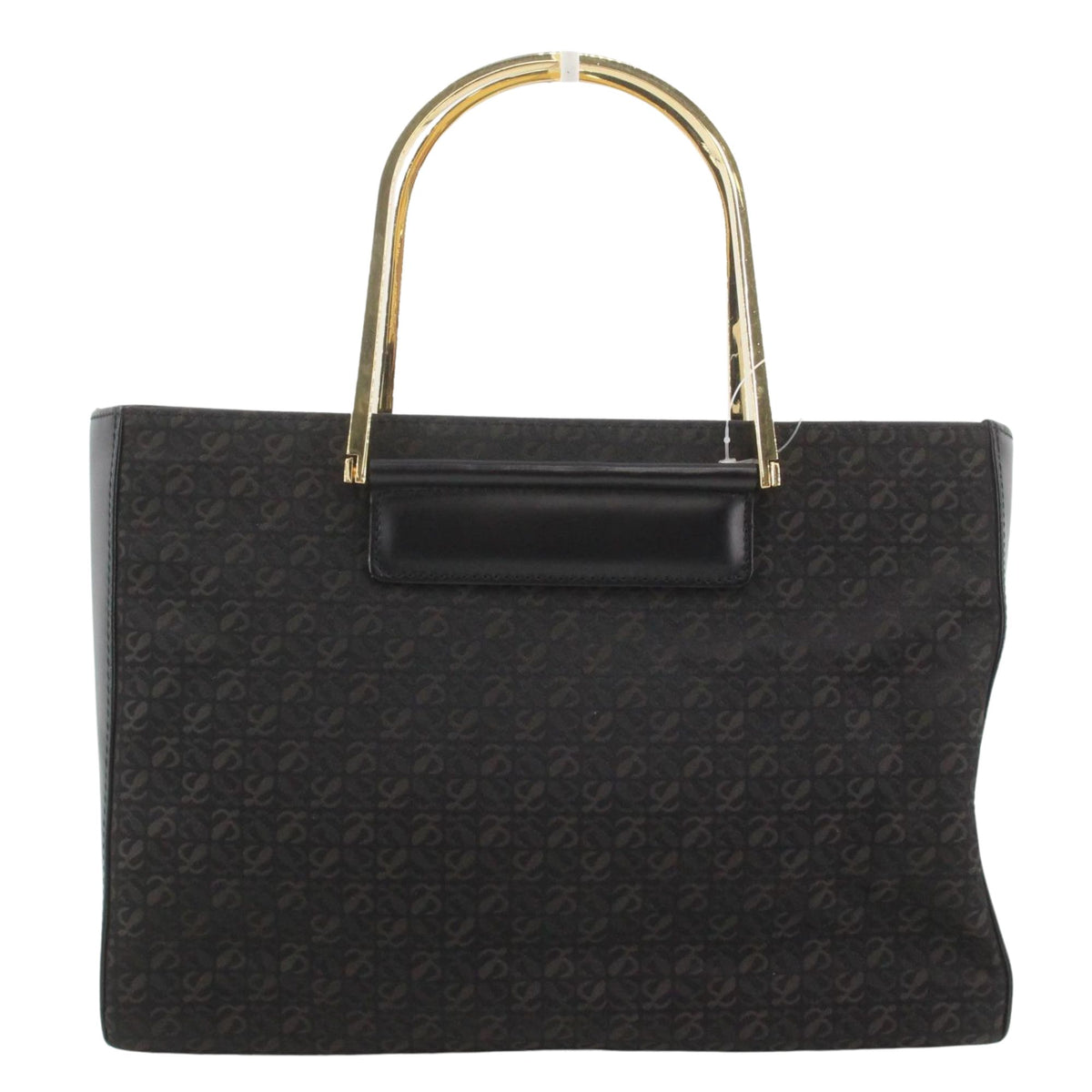 Loewe Madrid – Bolso vintage negro con monograma Anagrama y asas rígidas doradas